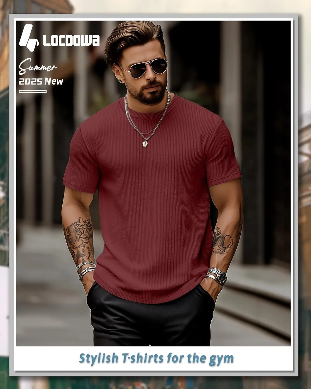 4 Pack Men's Short Sleeve T Shirts Crewneck Ribbed Knit Slim Fit Tops Basic Muscle Tee Shirts