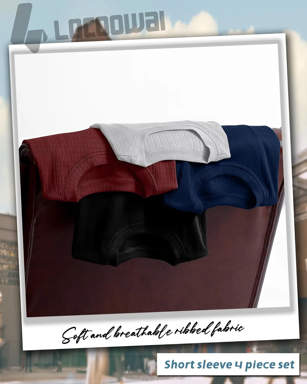 4 Pack Men's Short Sleeve T Shirts Crewneck Ribbed Knit Slim Fit Tops Basic Muscle Tee Shirts