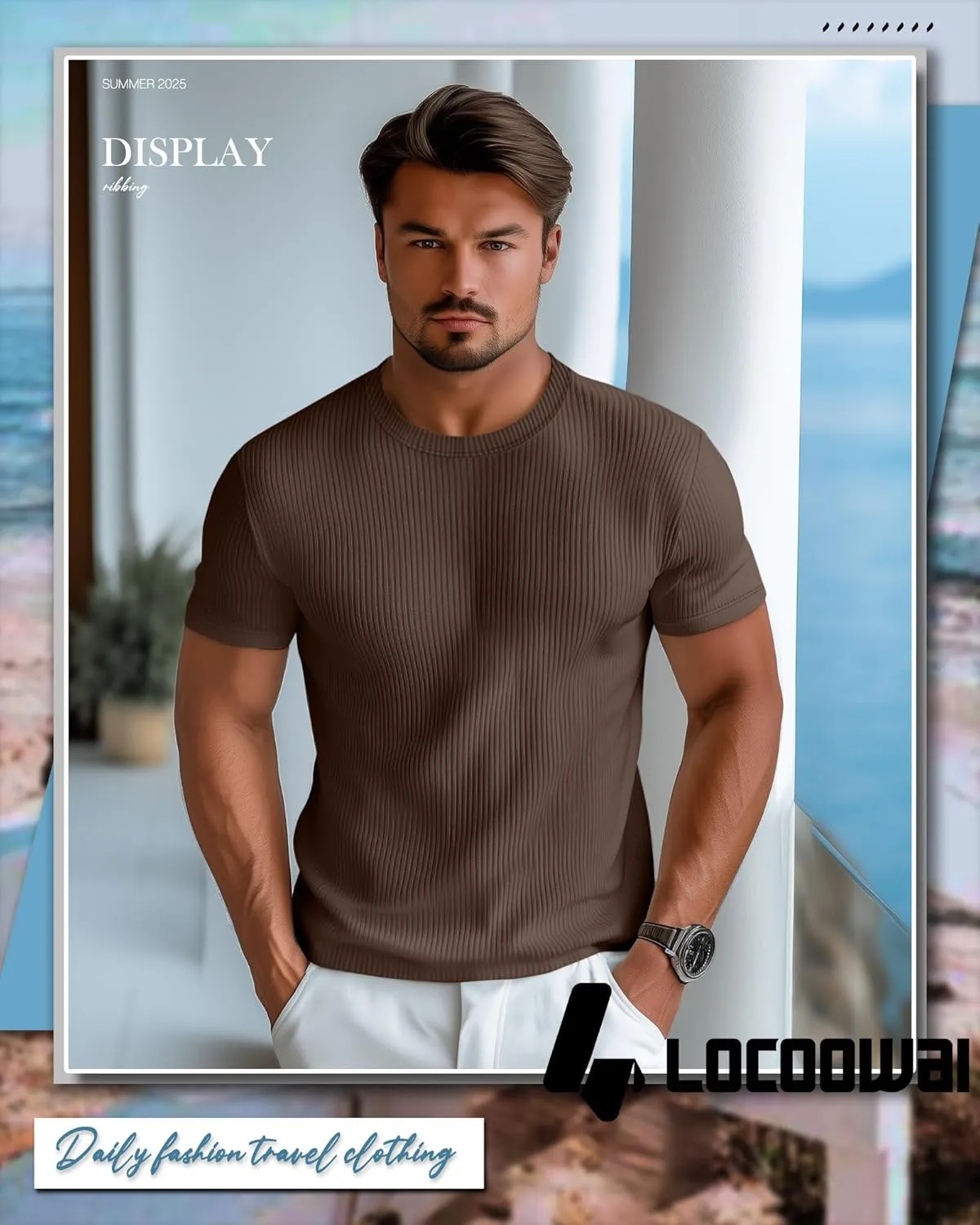 4 Pack Men's Short Sleeve T Shirts Crewneck Ribbed Knit Slim Fit Tops Basic Muscle Tee Shirts