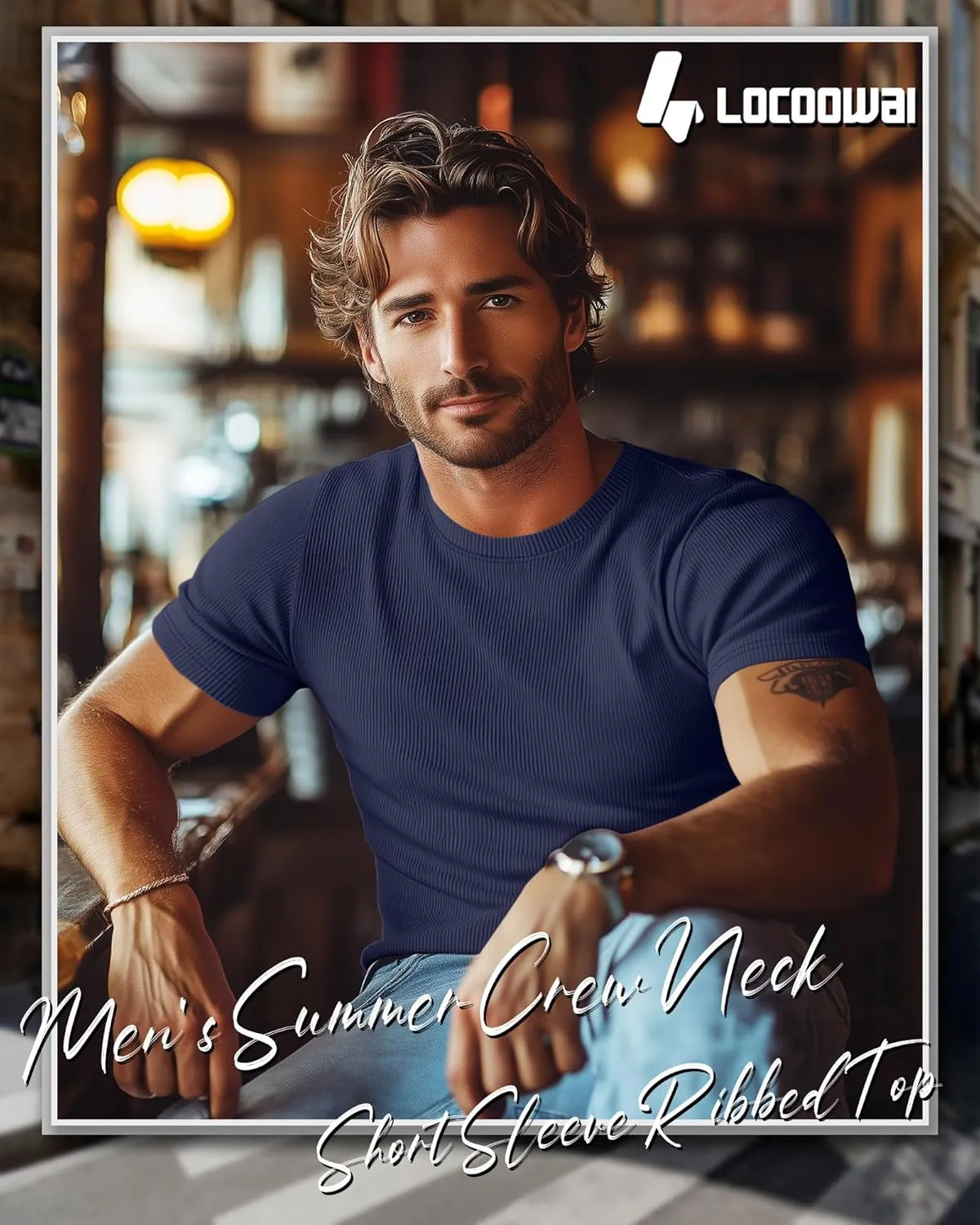 4 Pack Men's Short Sleeve T Shirts Crewneck Ribbed Knit Slim Fit Tops Basic Muscle Tee Shirts