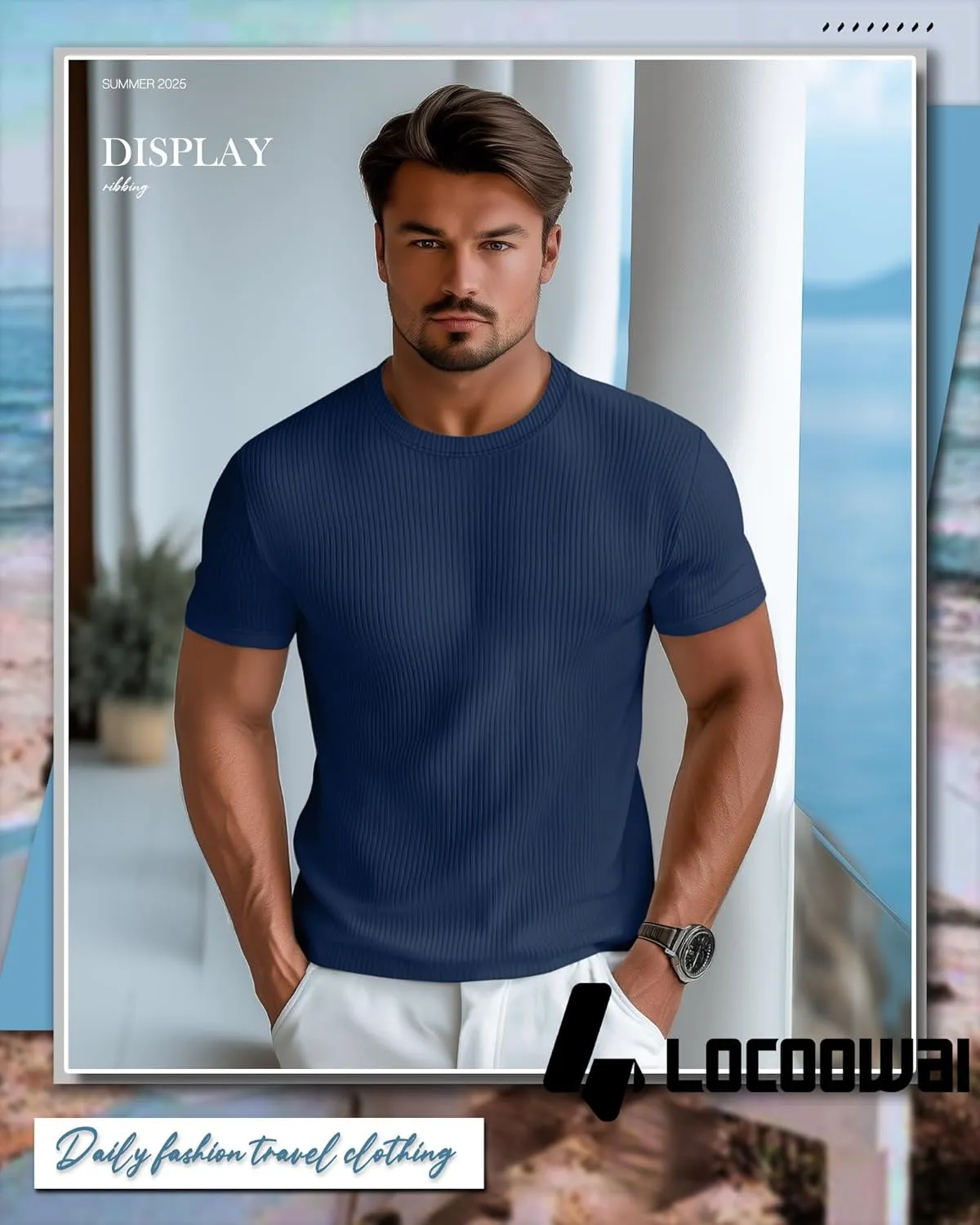 4 Pack Men's Short Sleeve T Shirts Crewneck Ribbed Knit Slim Fit Tops Basic Muscle Tee Shirts