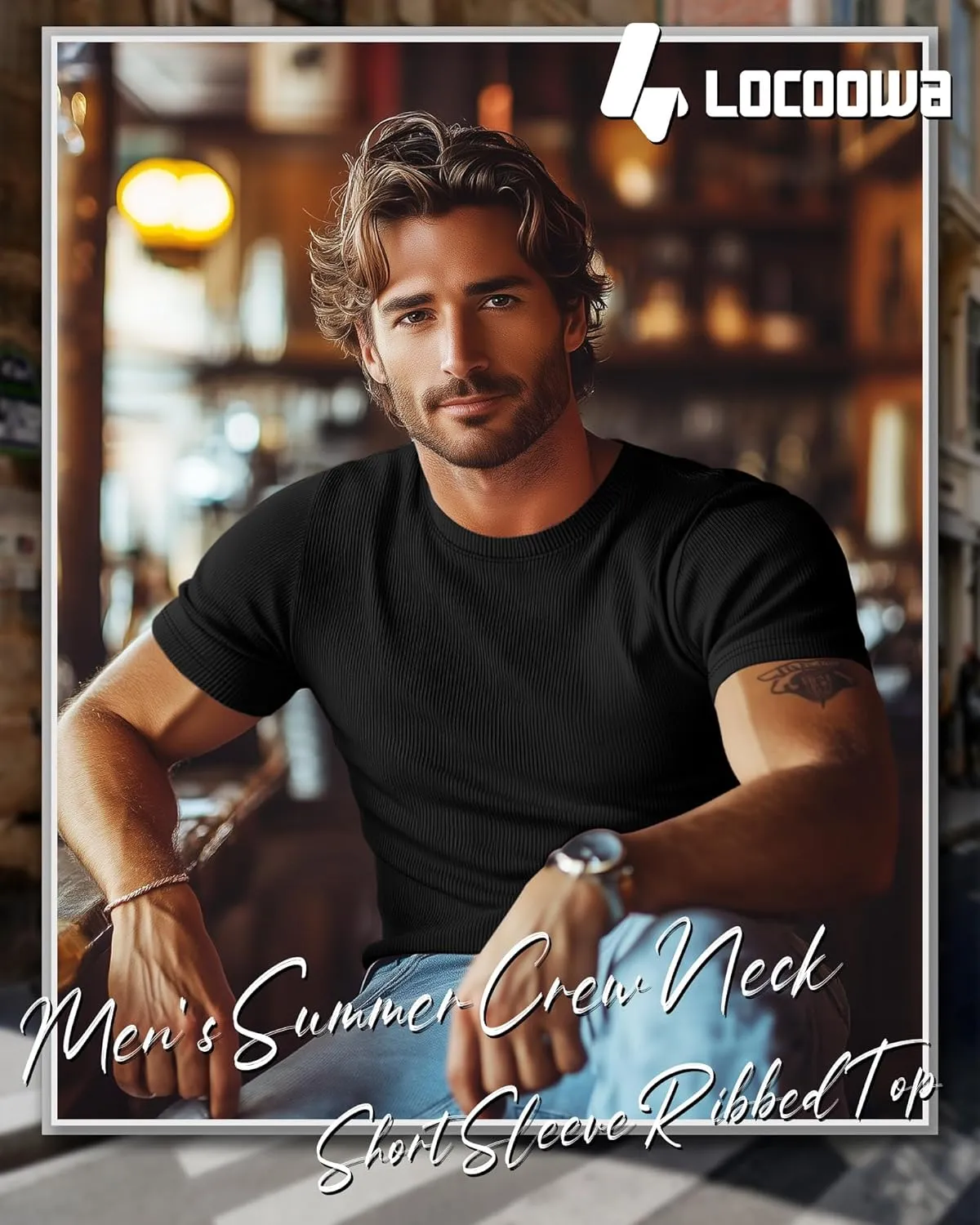 4 Pack Men's Short Sleeve T Shirts Crewneck Ribbed Knit Slim Fit Tops Basic Muscle Tee Shirts