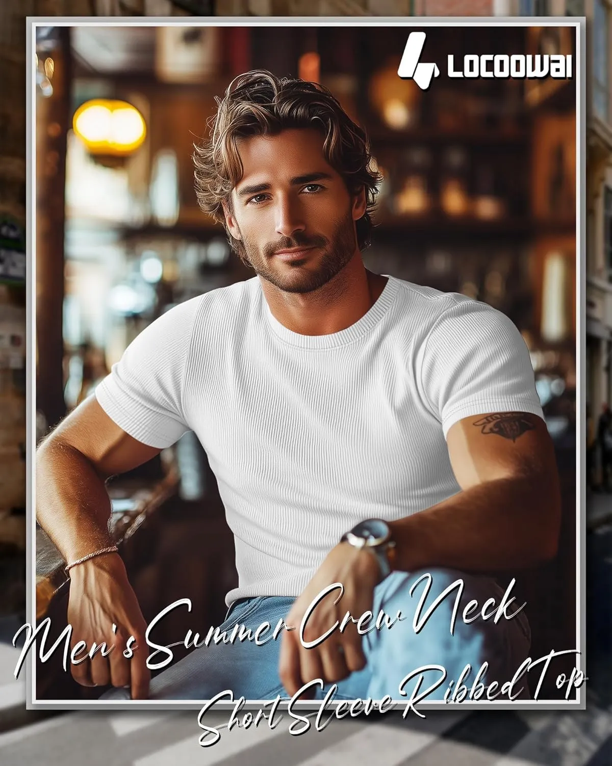 4 Pack Men's Short Sleeve T Shirts Crewneck Ribbed Knit Slim Fit Tops Basic Muscle Tee Shirts