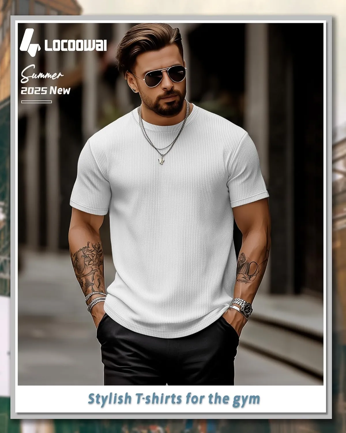 4 Pack Men's Short Sleeve T Shirts Crewneck Ribbed Knit Slim Fit Tops Basic Muscle Tee Shirts