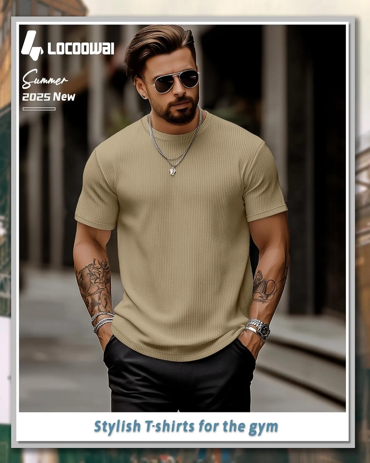 4 Pack Men's Short Sleeve T Shirts Crewneck Ribbed Knit Slim Fit Tops Basic Muscle Tee Shirts