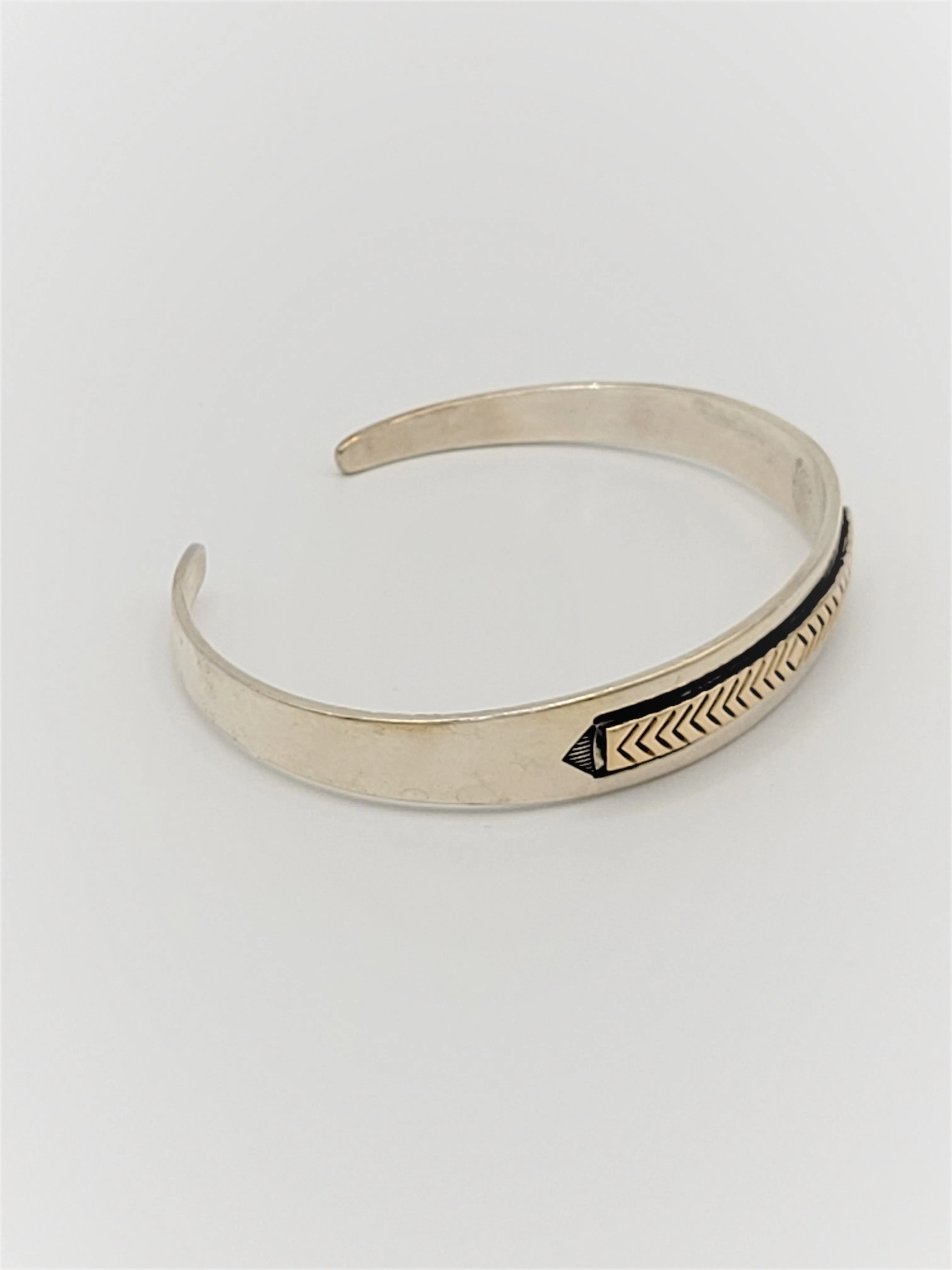 925S & 14k Gold J. Yazzie Navajo for MM Rogers Unisex Cuff Bracelet Circa 1980s