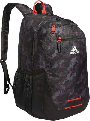 adidas Foundation Laptop, Book Bag with Sleeve, Large Durable Athletic Backpack for Men and Women, Galaxy Camo Black-Bright Red/Black/Bright Red, One Size