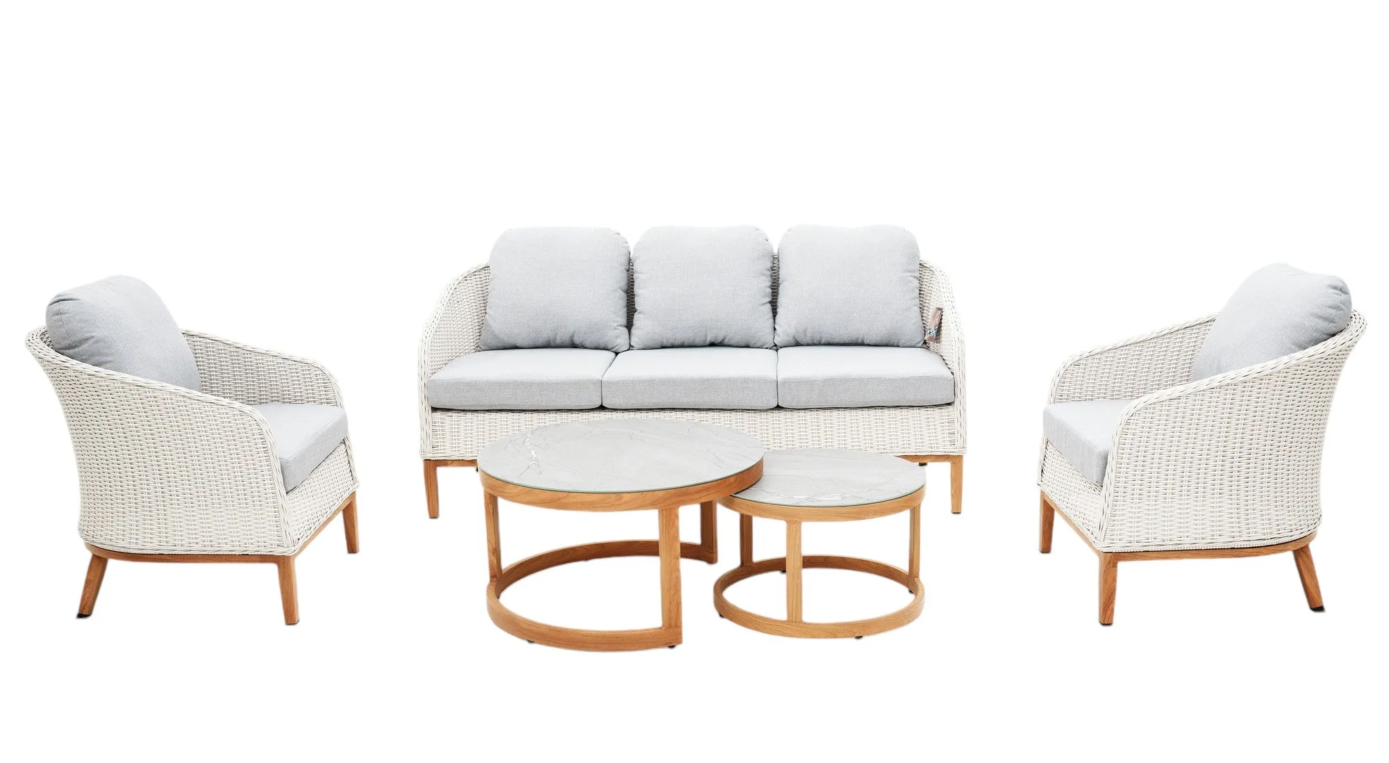 Albert 5pcs Outdoor Lounge Set - White Wicker