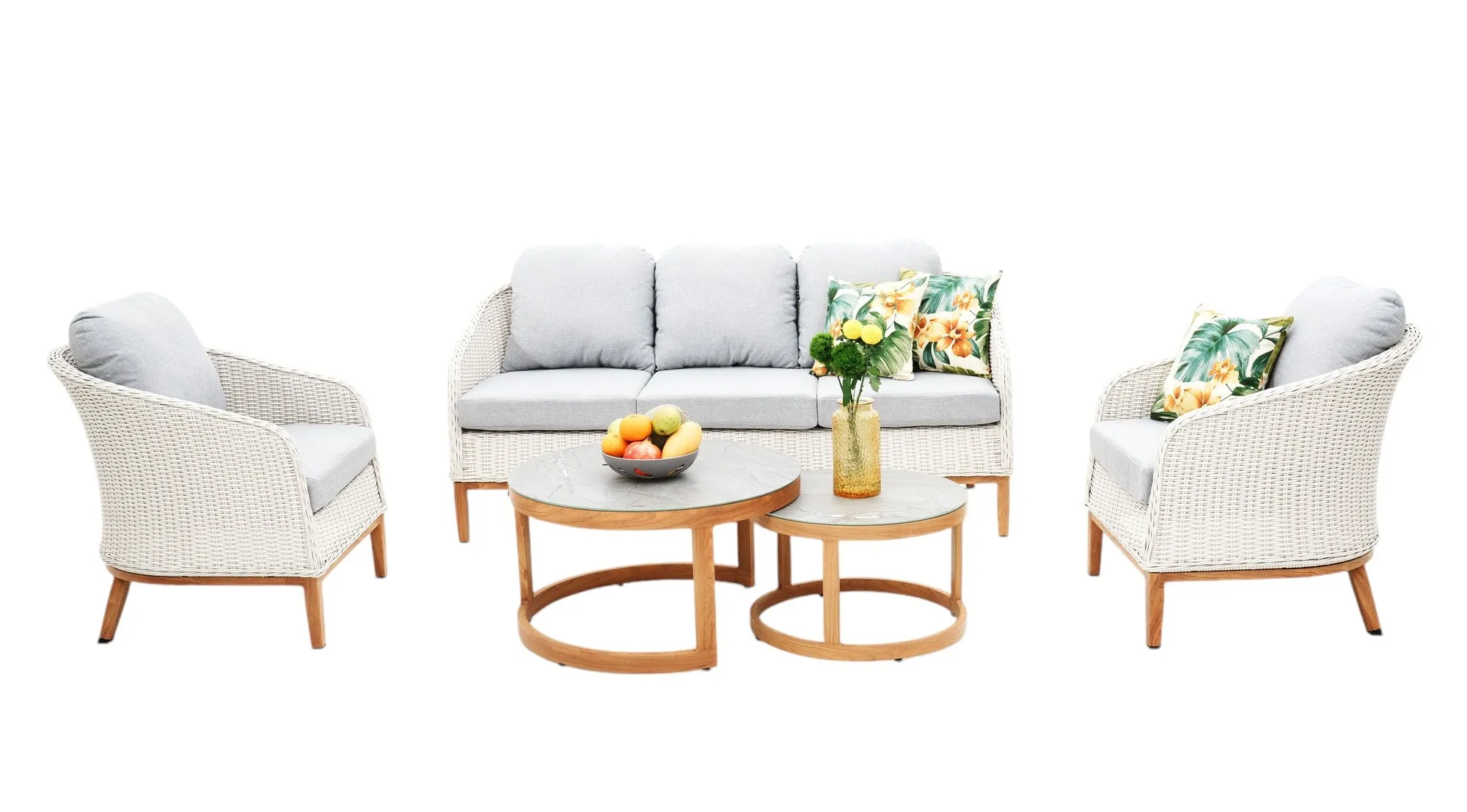 Albert 5pcs Outdoor Lounge Set - White Wicker