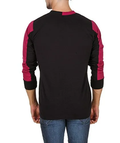 Aurelio Marco Stylish Designed Black Bergundy V Neck Men T Shirt