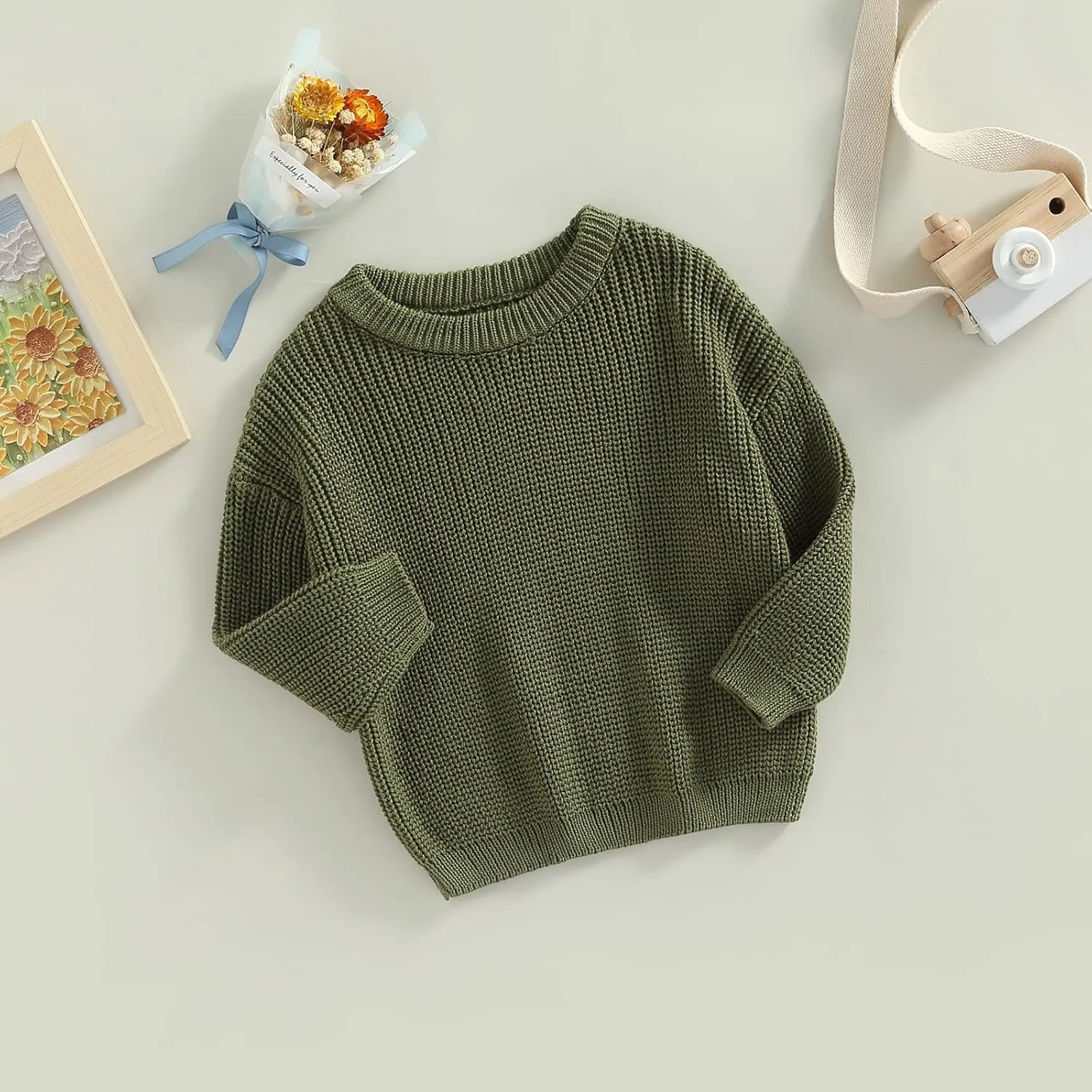 Baby Girl Boy Knit Sweater Blouse Pullover Sweatshirt Warm Crewneck Long Sleeve Tops for Infant Toddler