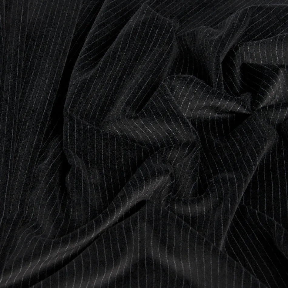 Black Pinstripe Stretch Velvet 116