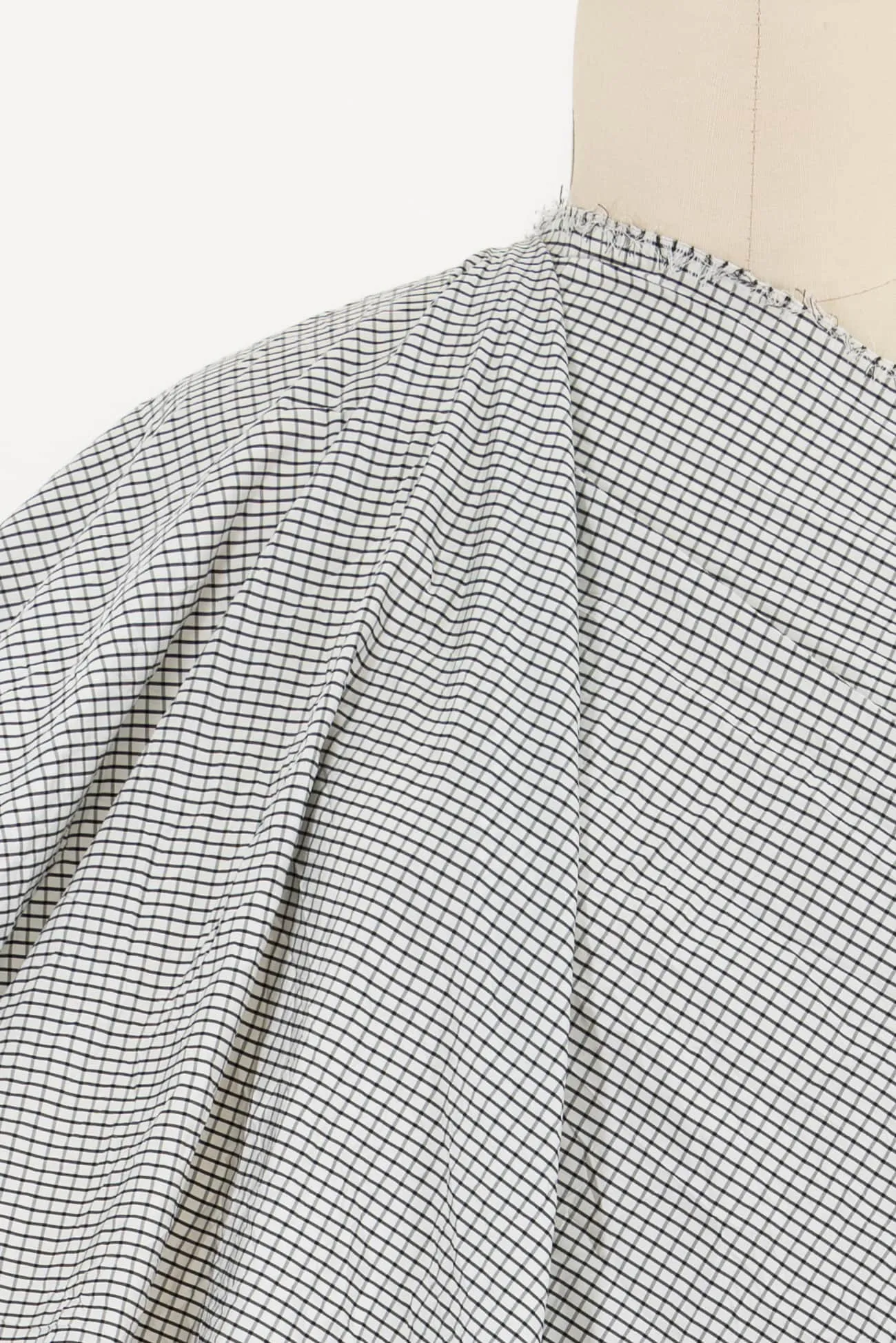Black Windowpane Check Taffeta Woven