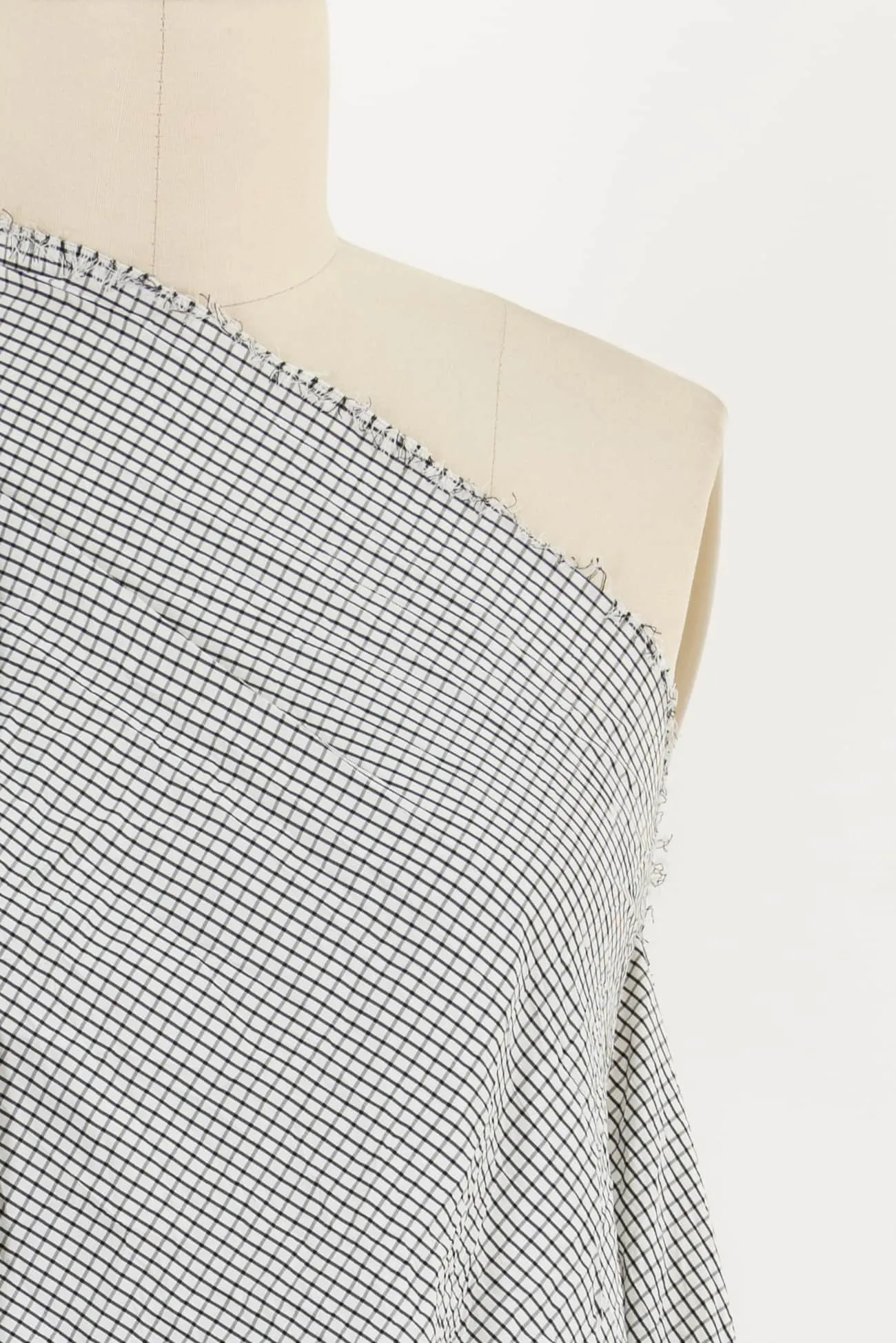 Black Windowpane Check Taffeta Woven