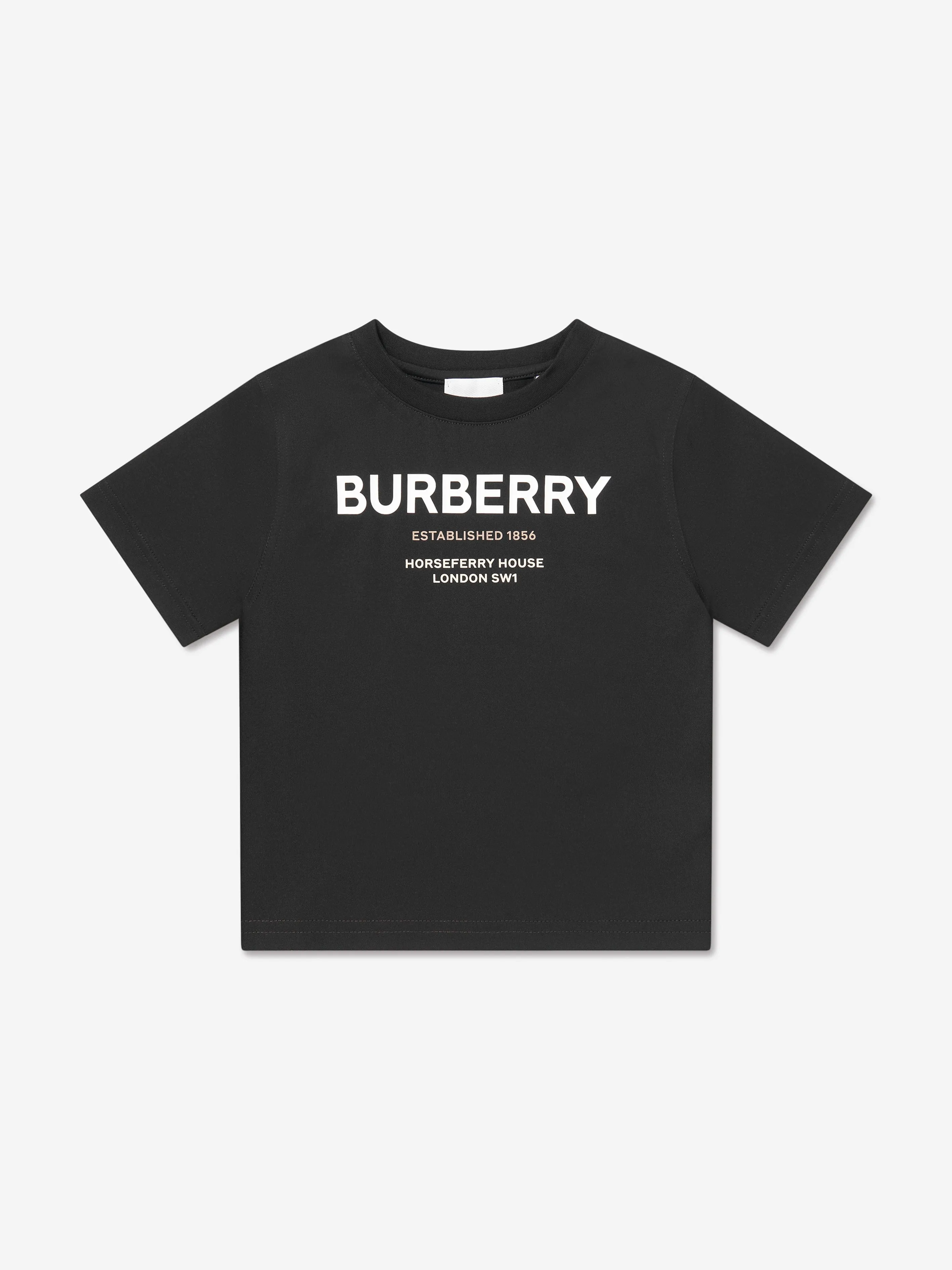 Burberry Boys Cedar Logo T-Shirt In Black