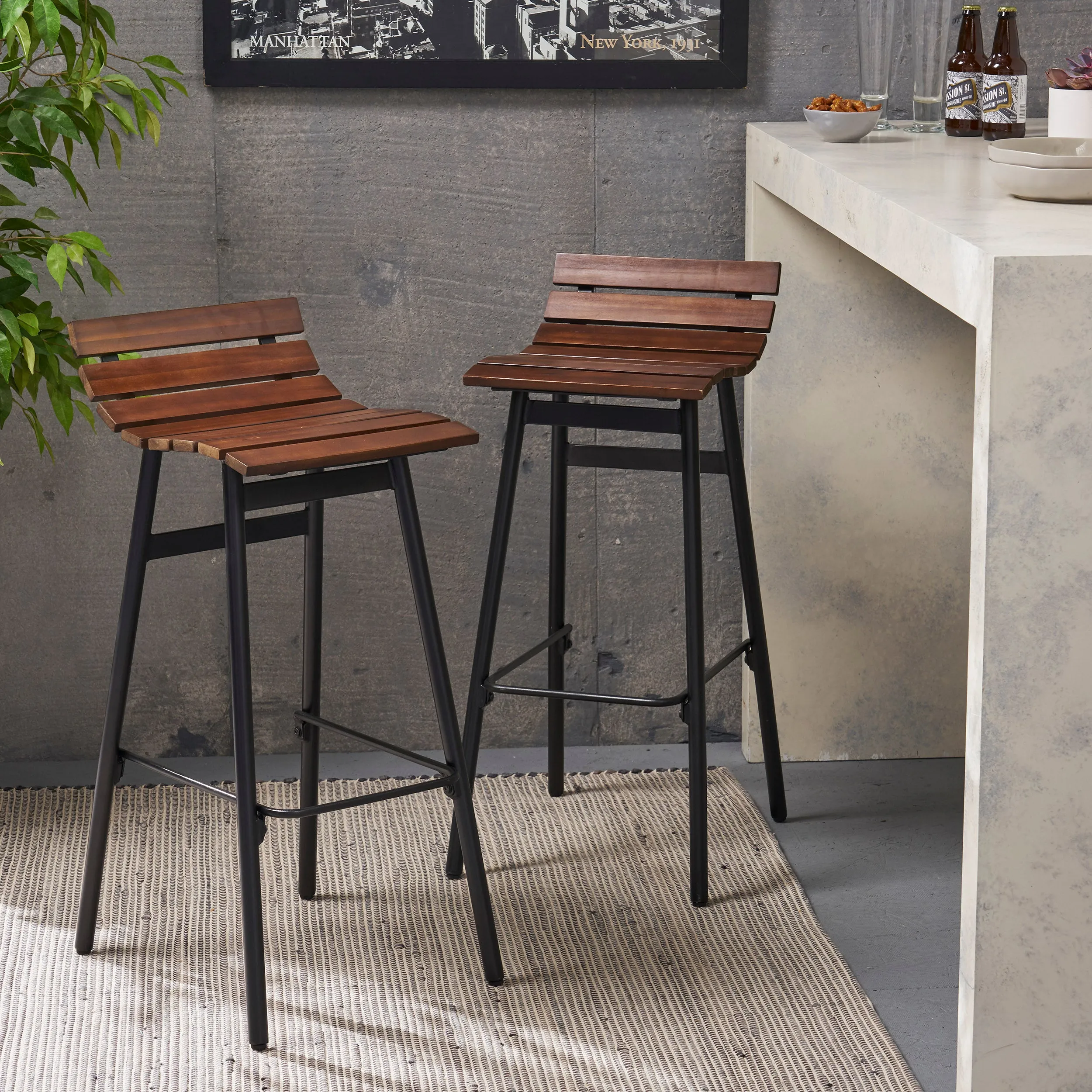 Camron 35" Wooden Barstool (Set of 2)