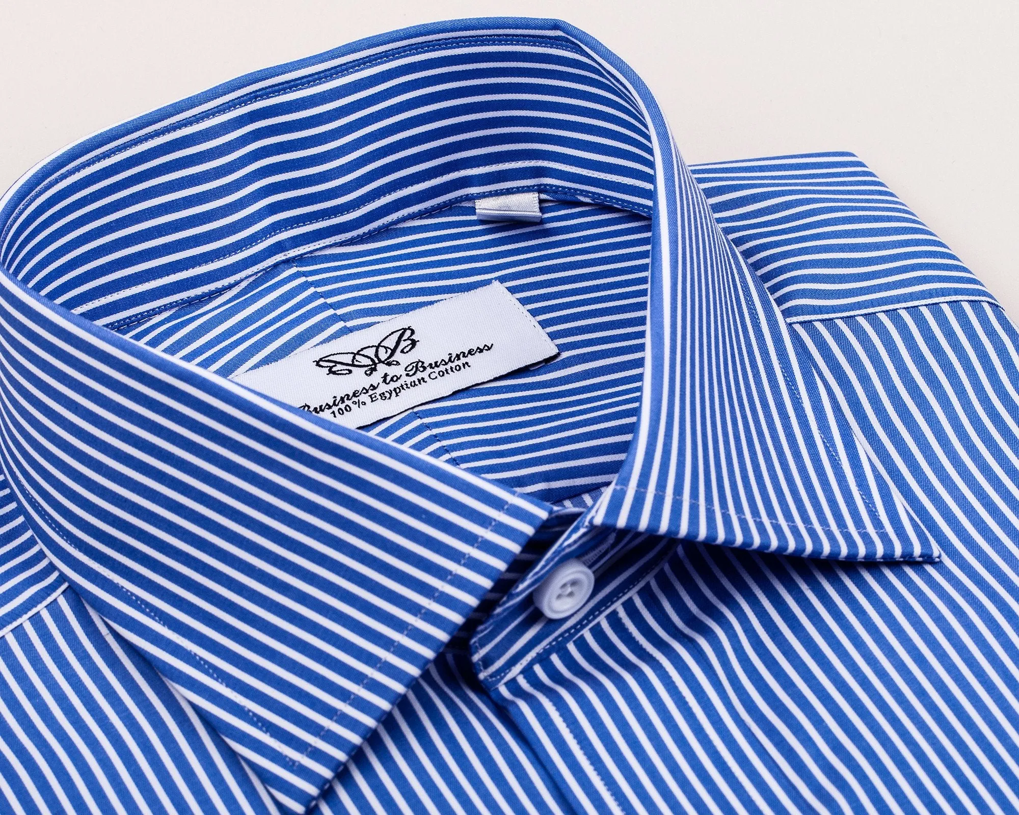 Classic Blue Striped Formal Business Dress Shirt Luxury Designer Fashion