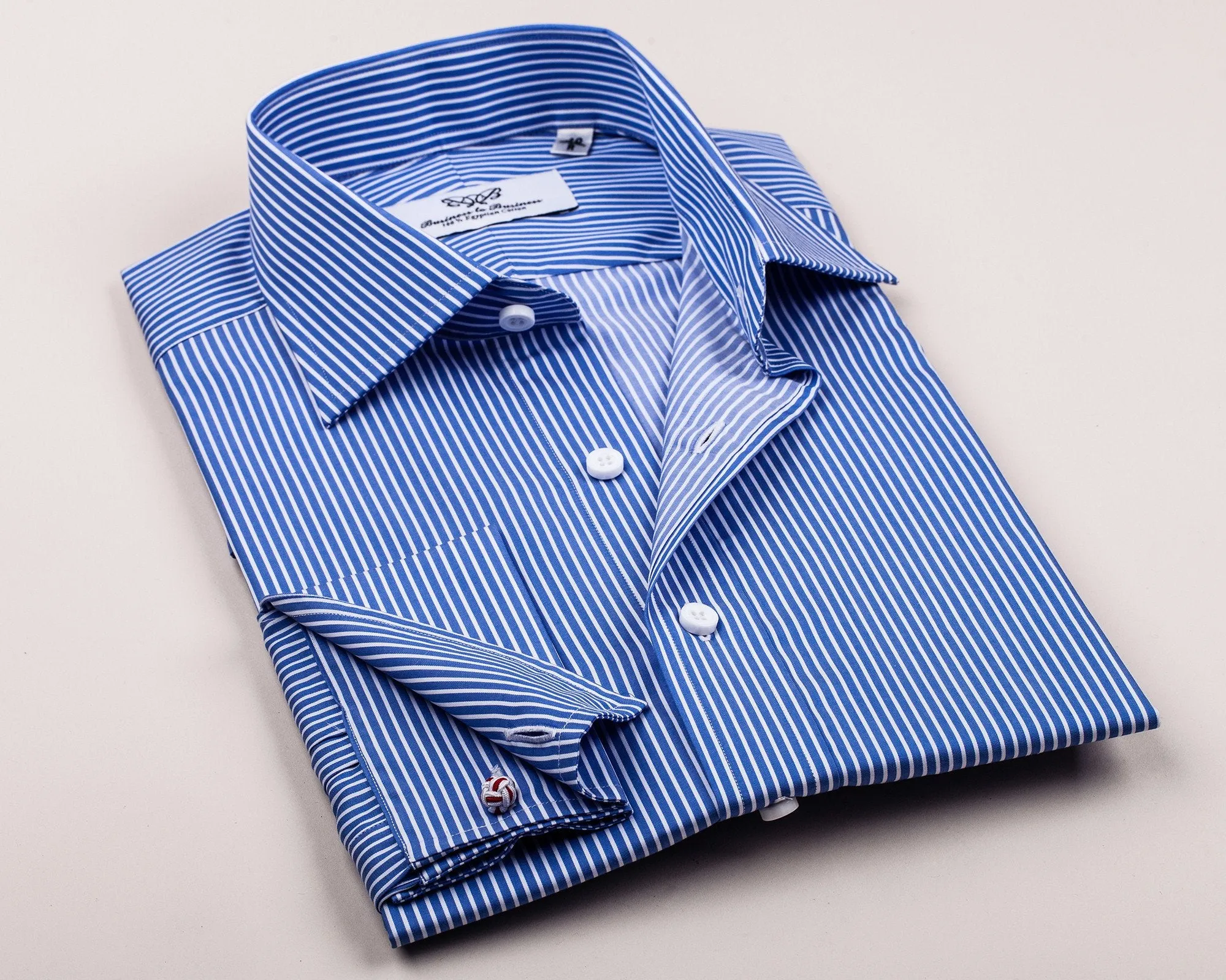 Classic Blue Striped Formal Business Dress Shirt Luxury Designer Fashion