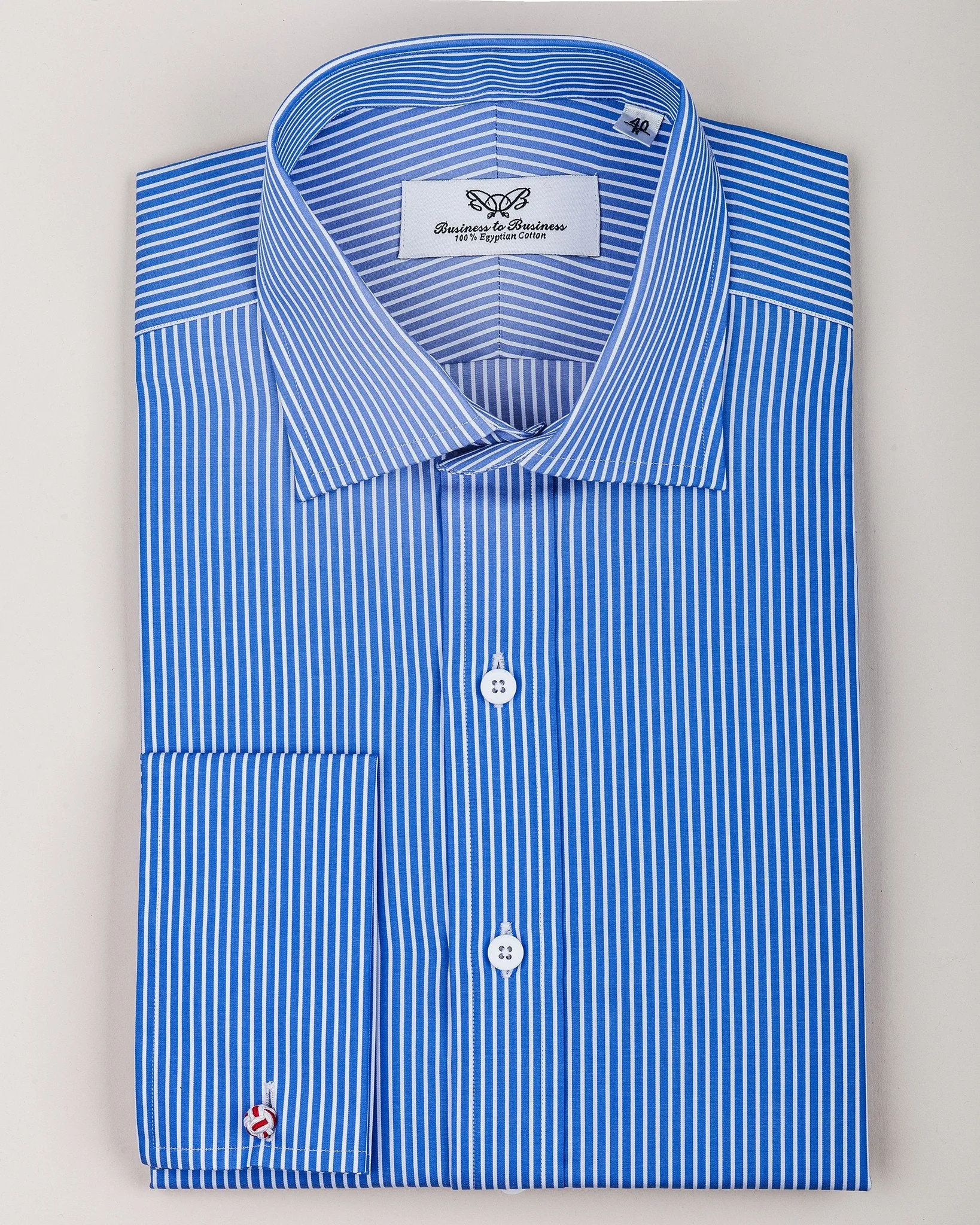 Classic Blue Striped Formal Business Dress Shirt Luxury Designer Fashion