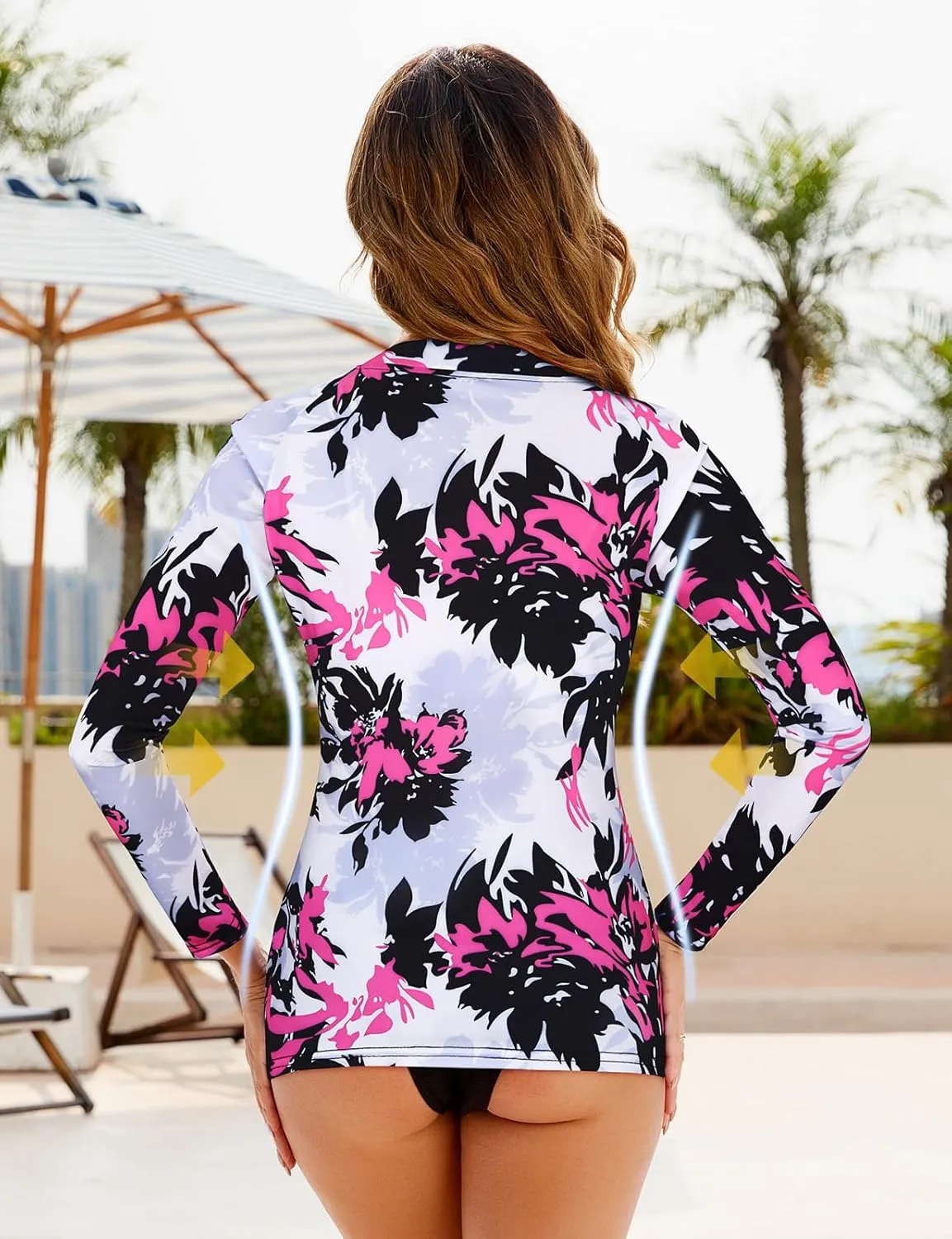 Cucuchy Style Womens 1/4 Zip Up Rash Guard for Women Long Sleeve Swim Shirts UV Sun Protection Swimsuit S-2XL