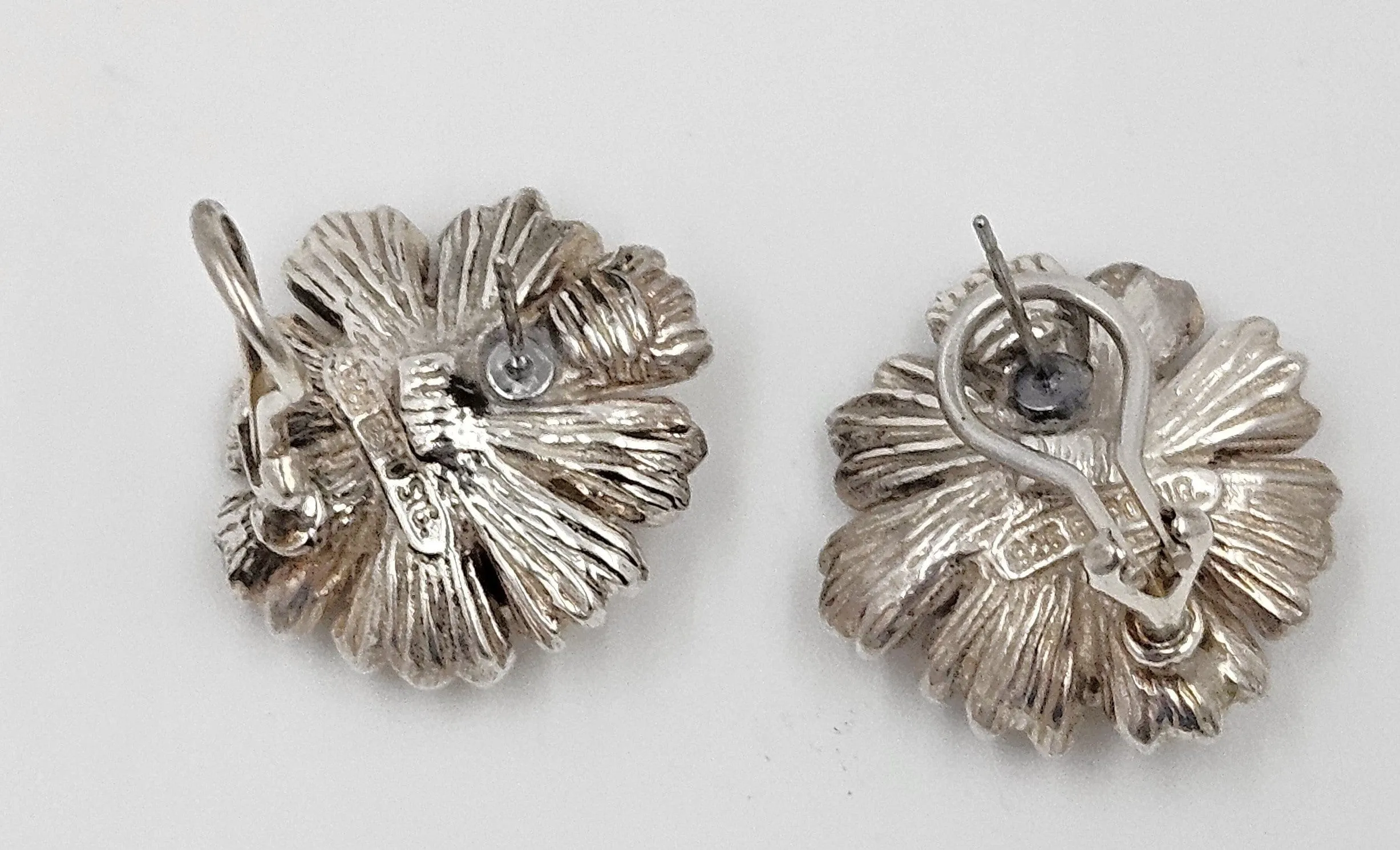 Designer Joseph Esposito Sterling 14k 3D Flowers Necklace   Earrings Set 90s