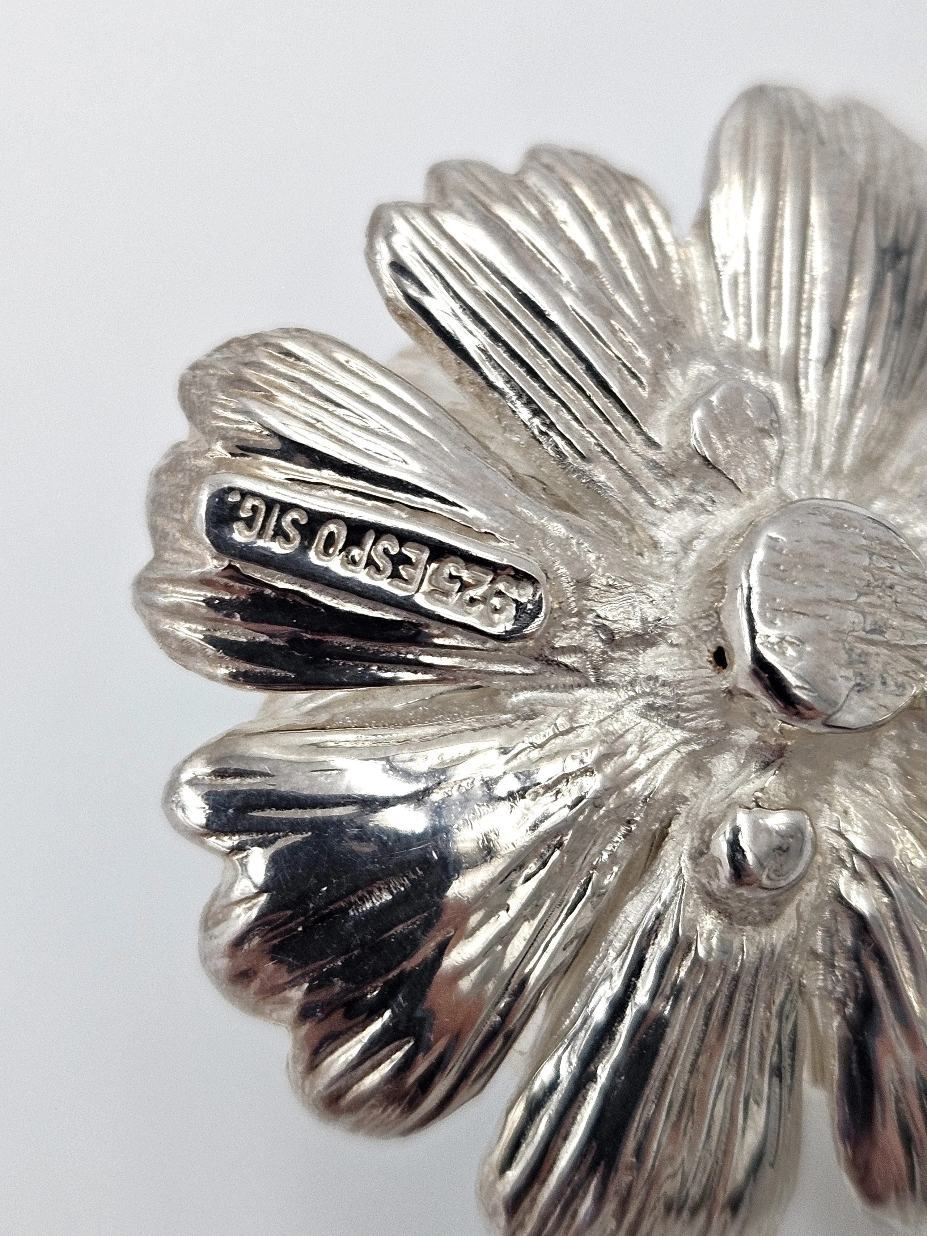 Designer Joseph Esposito Sterling 14k 3D Flowers Necklace   Earrings Set 90s
