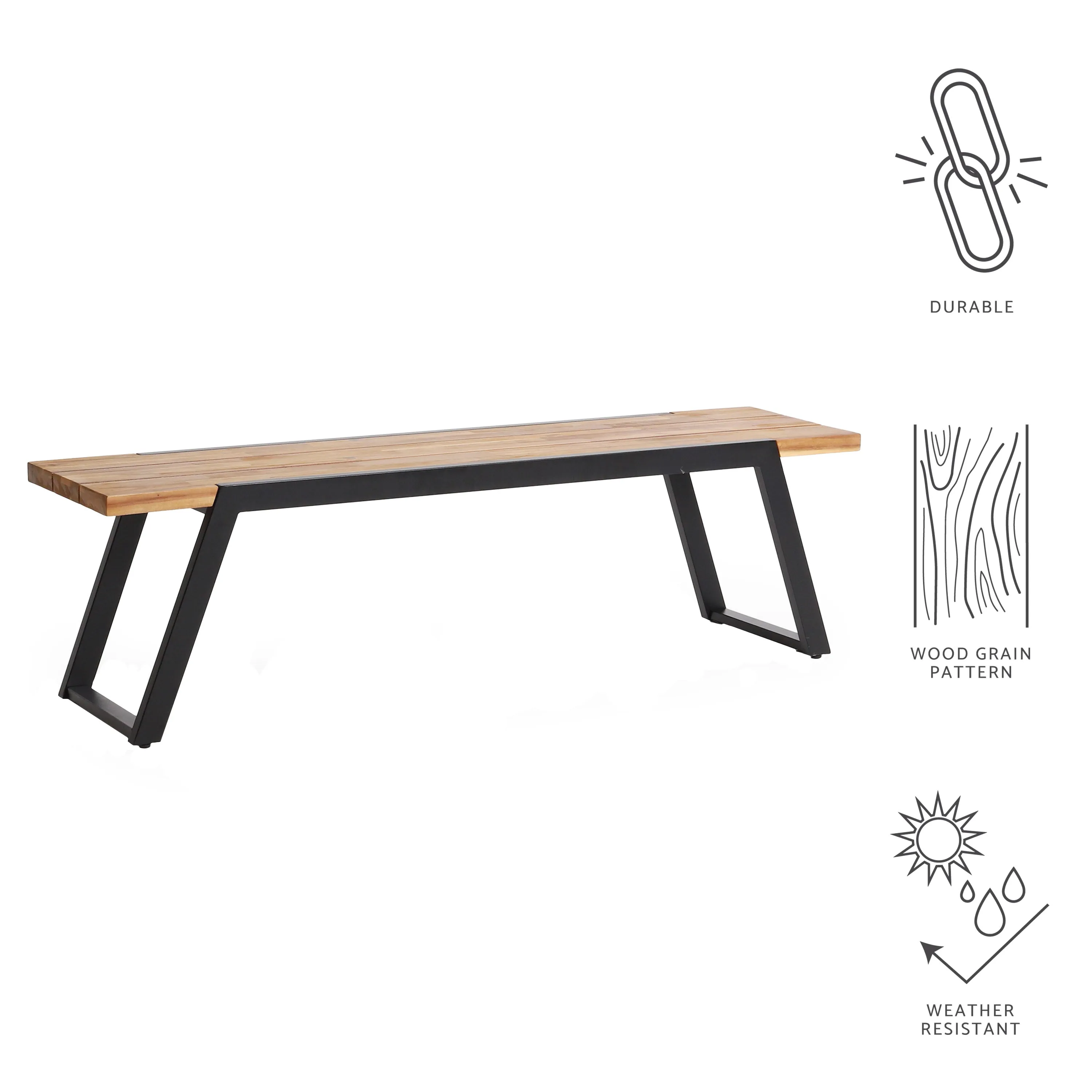 Gebo Outdoor Modern Acacia Wood Dining Bench