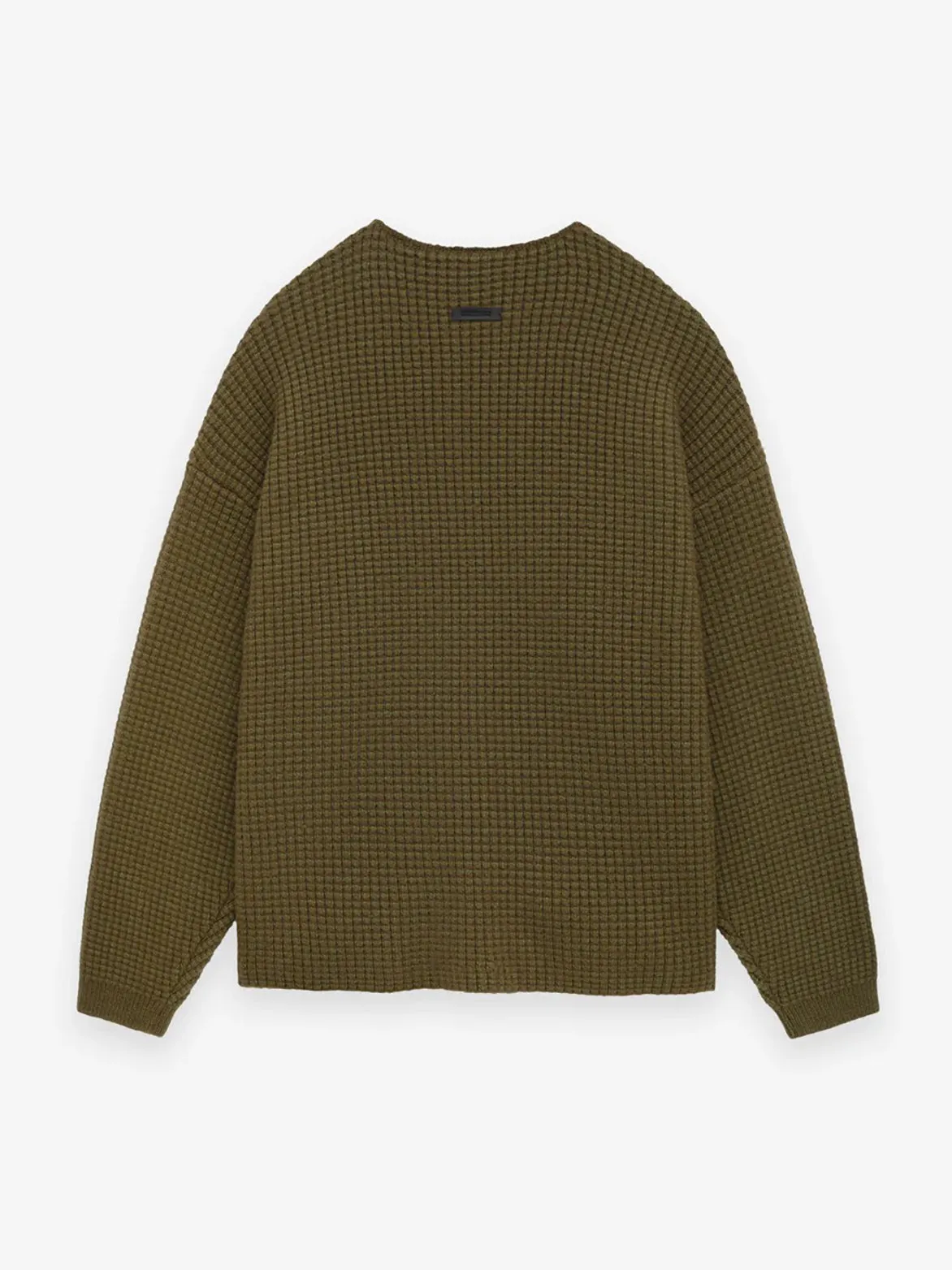 HEAVY WAFFLE CREWNECK SWEATER - MILITARY