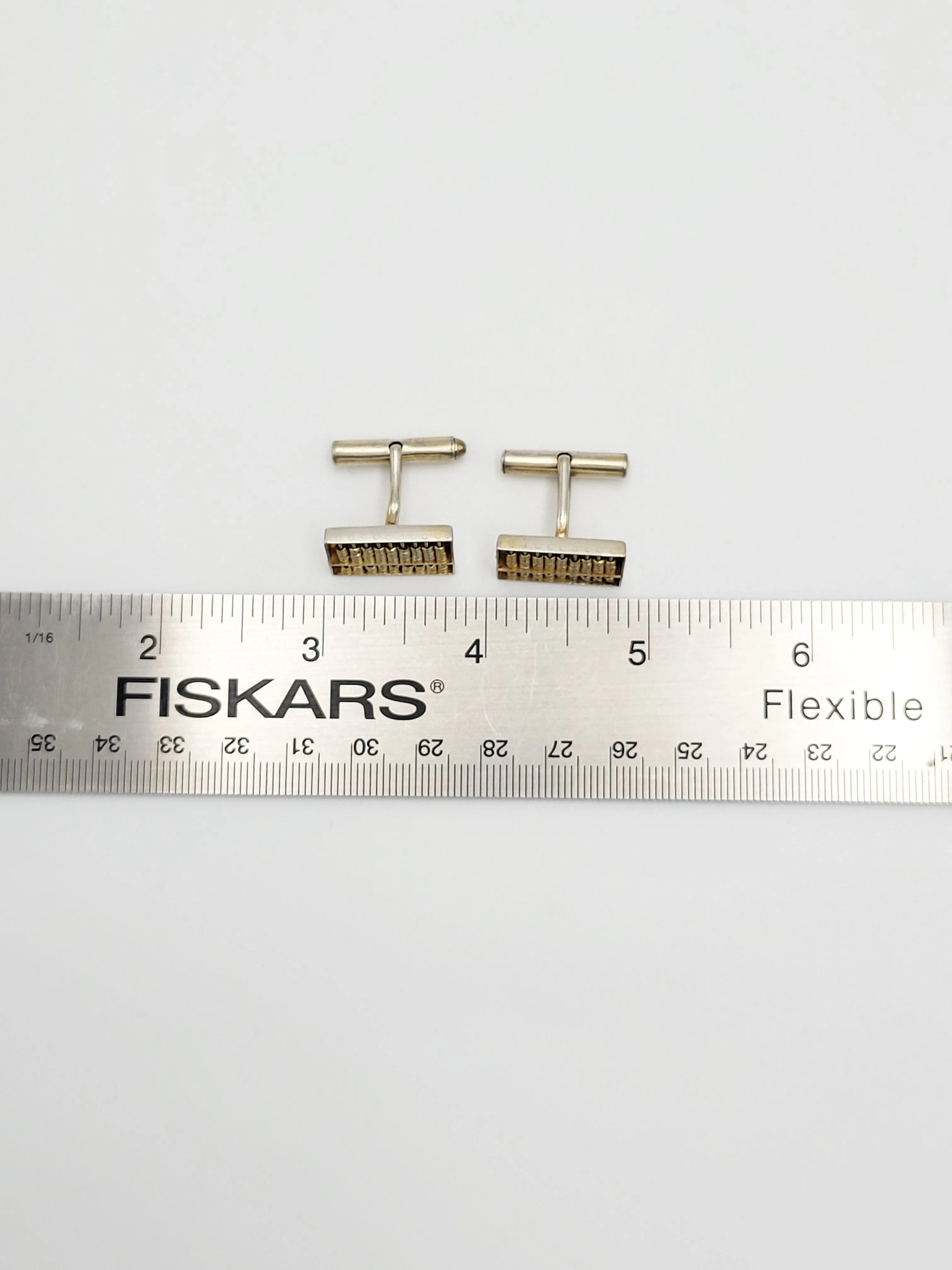 Hong Kong Designer Gold Gilt Sterling Working Abacus Cufflinks Circa 1950s