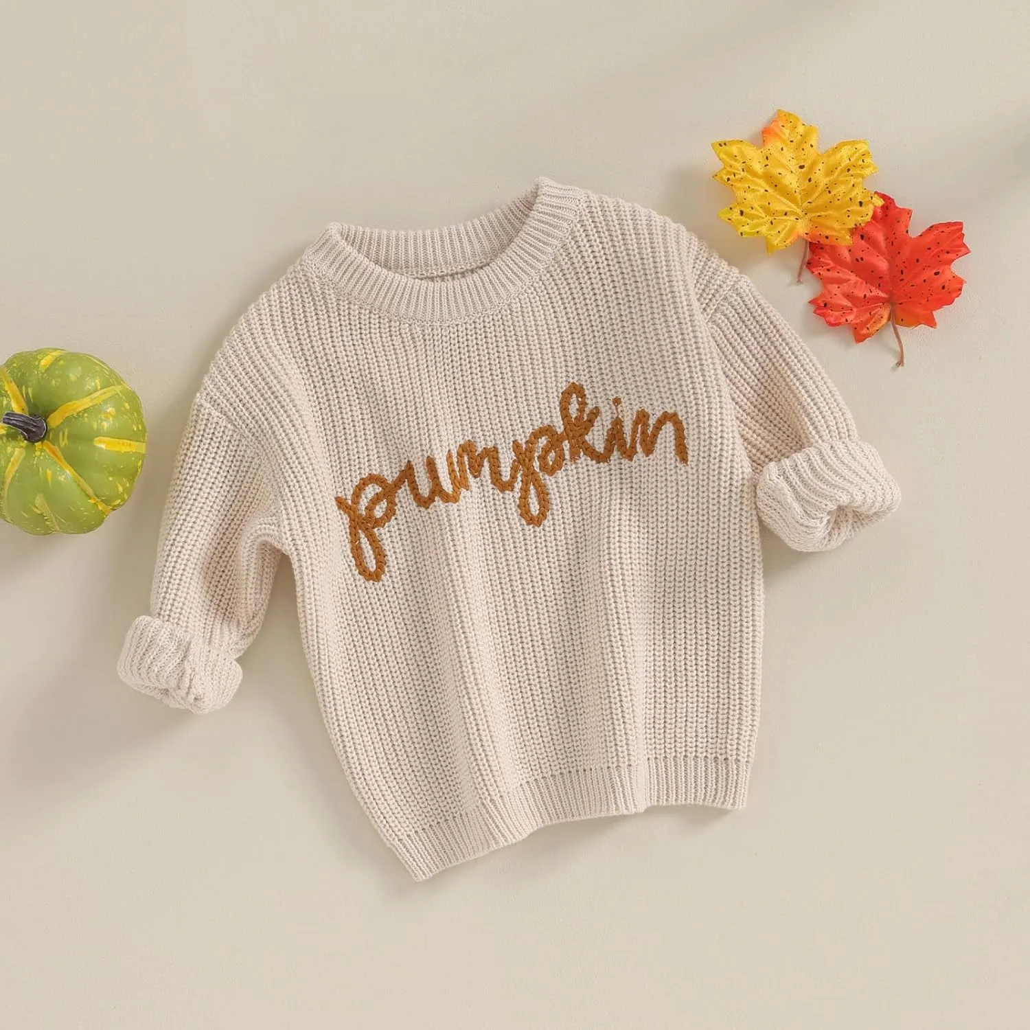Infant Baby Boy Girl Oversized Knit Sweater Chunky Long Sleeve Pullover Sweater Shirts Warm Fall Winter Tops Clothes