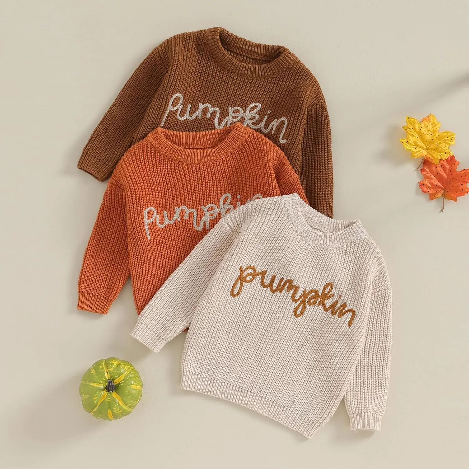 Infant Baby Boy Girl Oversized Knit Sweater Chunky Long Sleeve Pullover Sweater Shirts Warm Fall Winter Tops Clothes