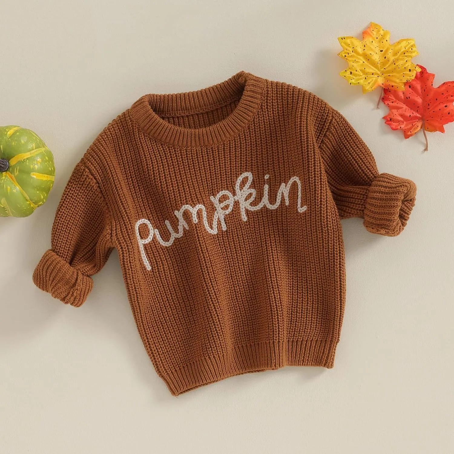 Infant Baby Boy Girl Oversized Knit Sweater Chunky Long Sleeve Pullover Sweater Shirts Warm Fall Winter Tops Clothes