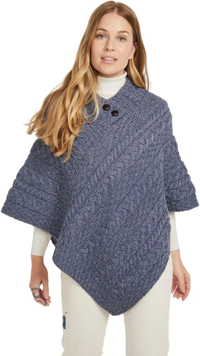 Irish 100% Merino Wool Poncho for Women Made in Ireland