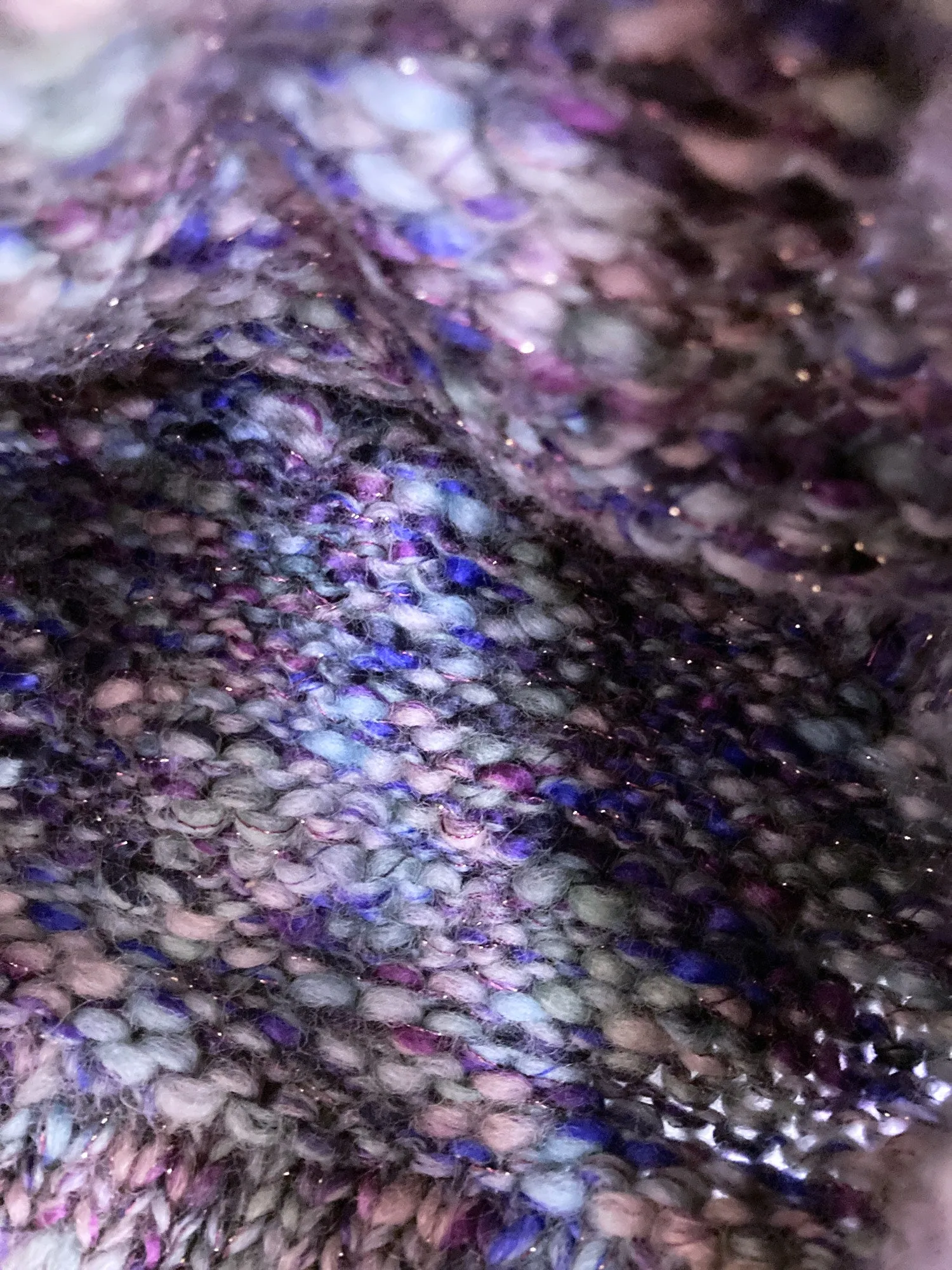 Jean Colonna purple blue grey knitted wool beanie