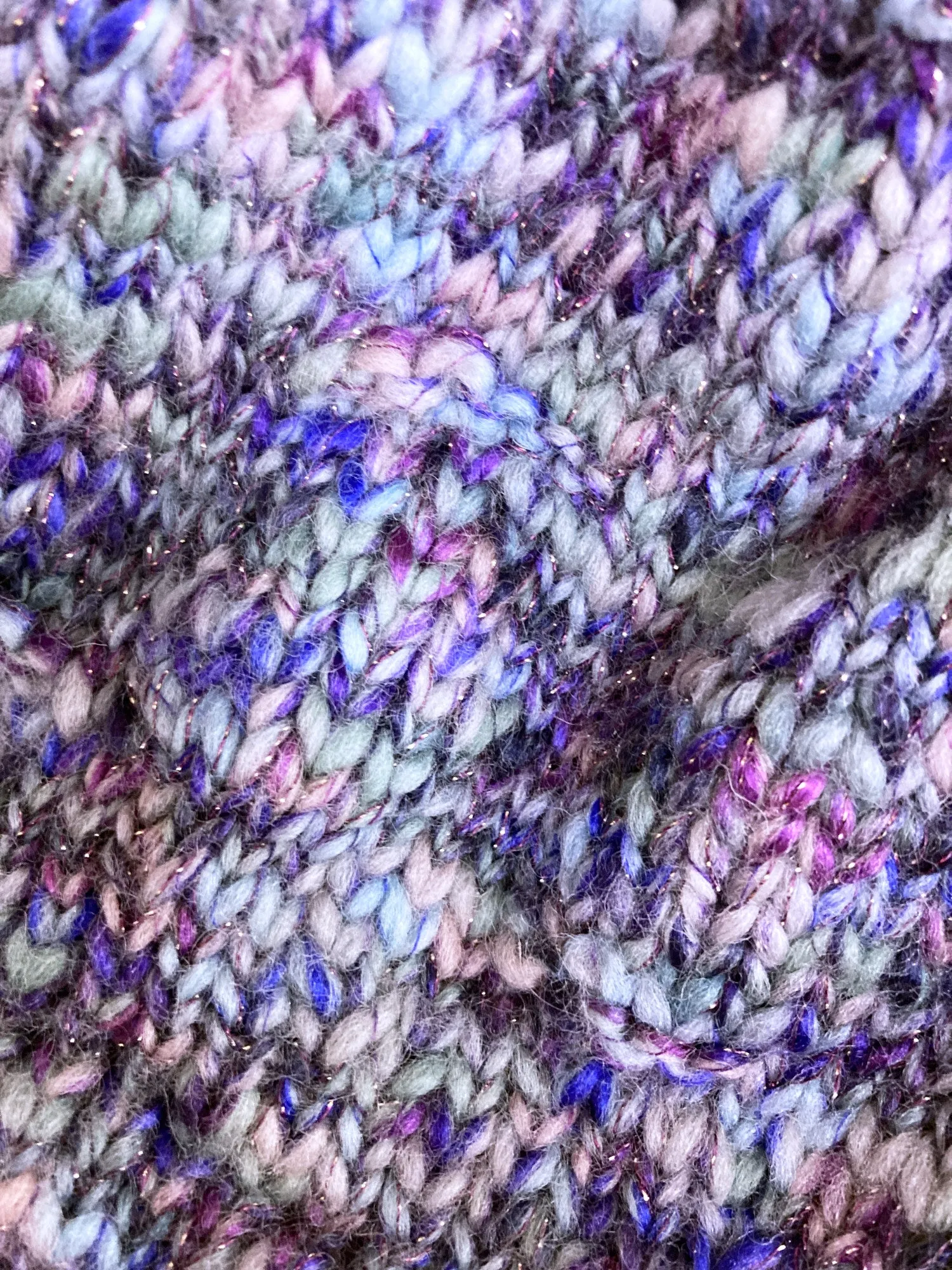 Jean Colonna purple blue grey knitted wool beanie