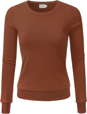 JJ Perfection Simple Soft Knit Sweater Crew Neck Long Sleeve Casual Basic Pullover Sweater Tops for Womens with Plus Size