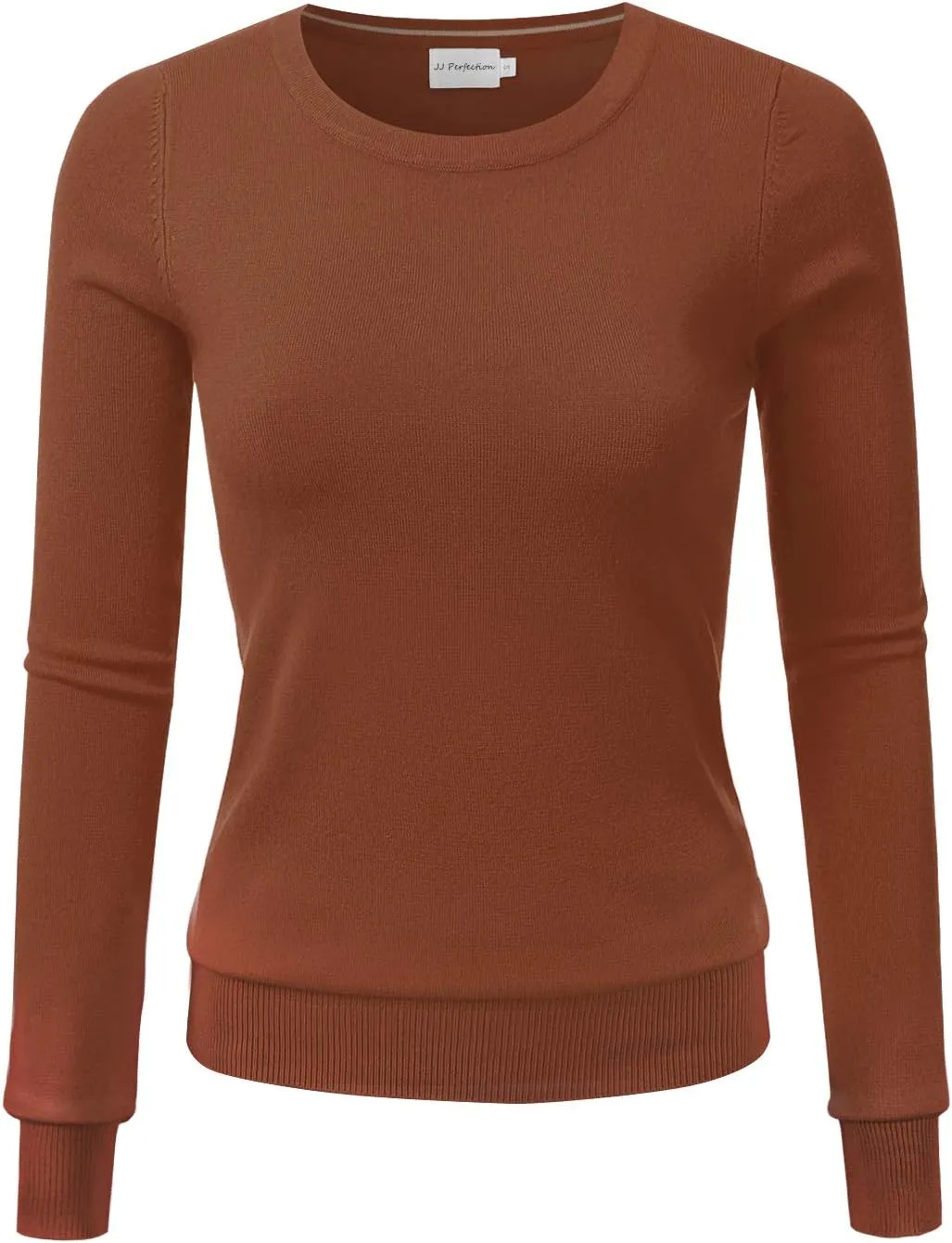 JJ Perfection Simple Soft Knit Sweater Crew Neck Long Sleeve Casual Basic Pullover Sweater Tops for Womens with Plus Size