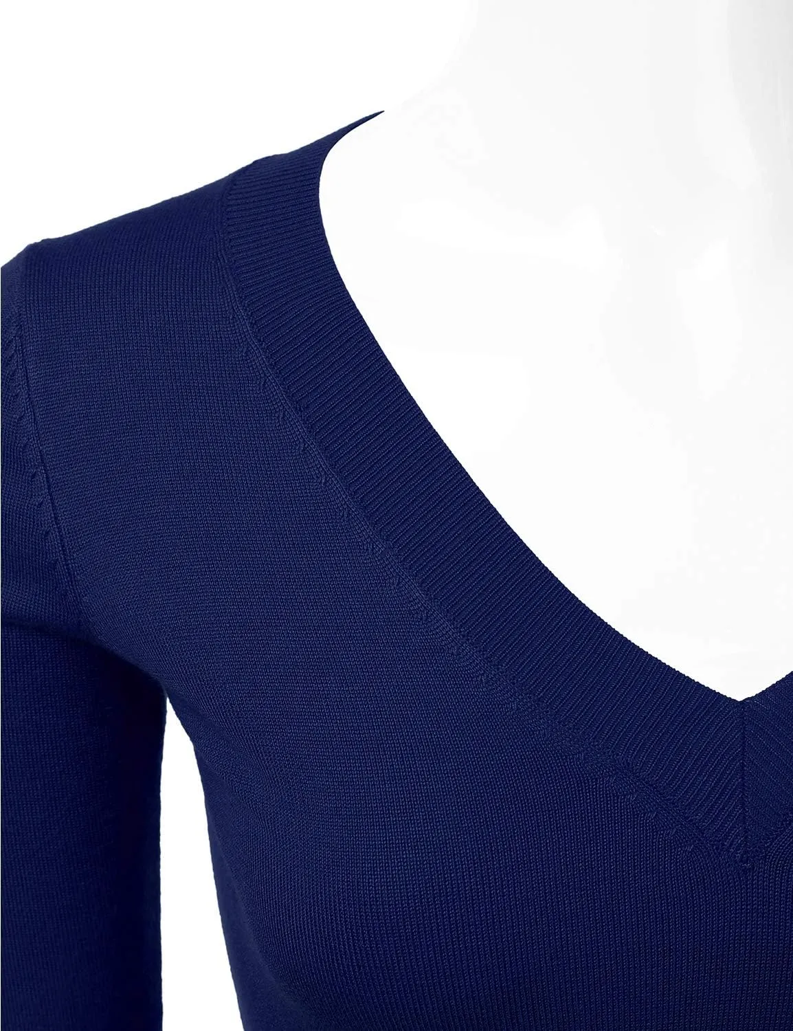 JJ Perfection Simple V-Neck Long Sleeve Pullover Essential Casual Soft Knit Fitted Sweaters for Womens Clothes with Plus Size