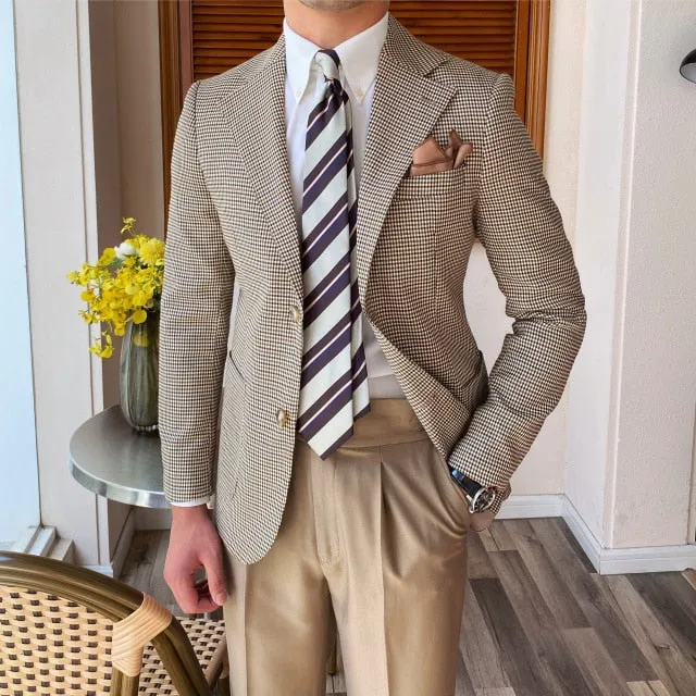 Lattice Pattern British Style Blazer