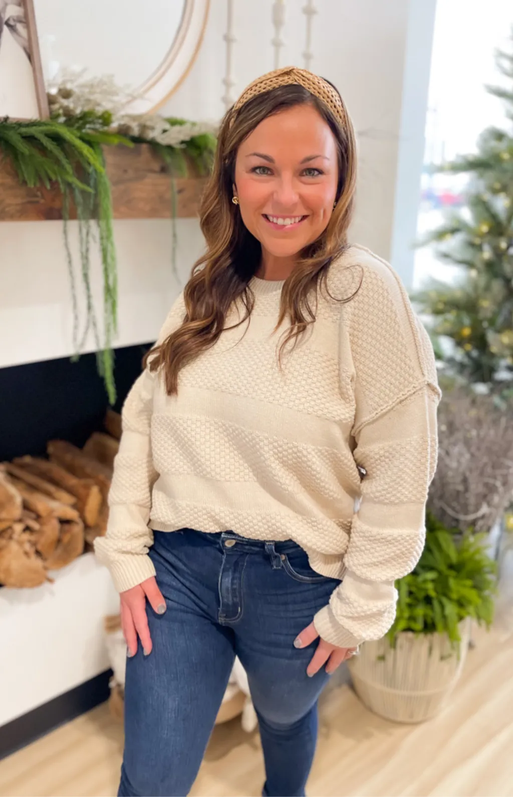 Mary Textured Striped Relaxed Sweater