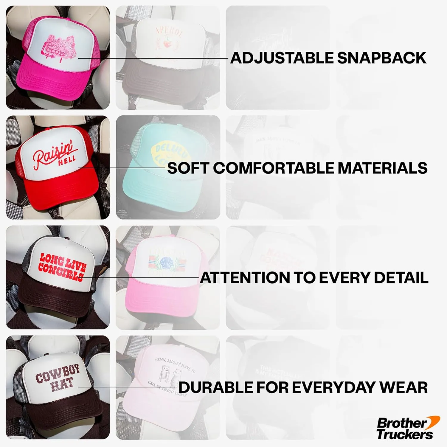 Members Only RBF Club Vintage Trucker Hat | Happier Than I Look | Premium Trendy Baseball Hat for Adults