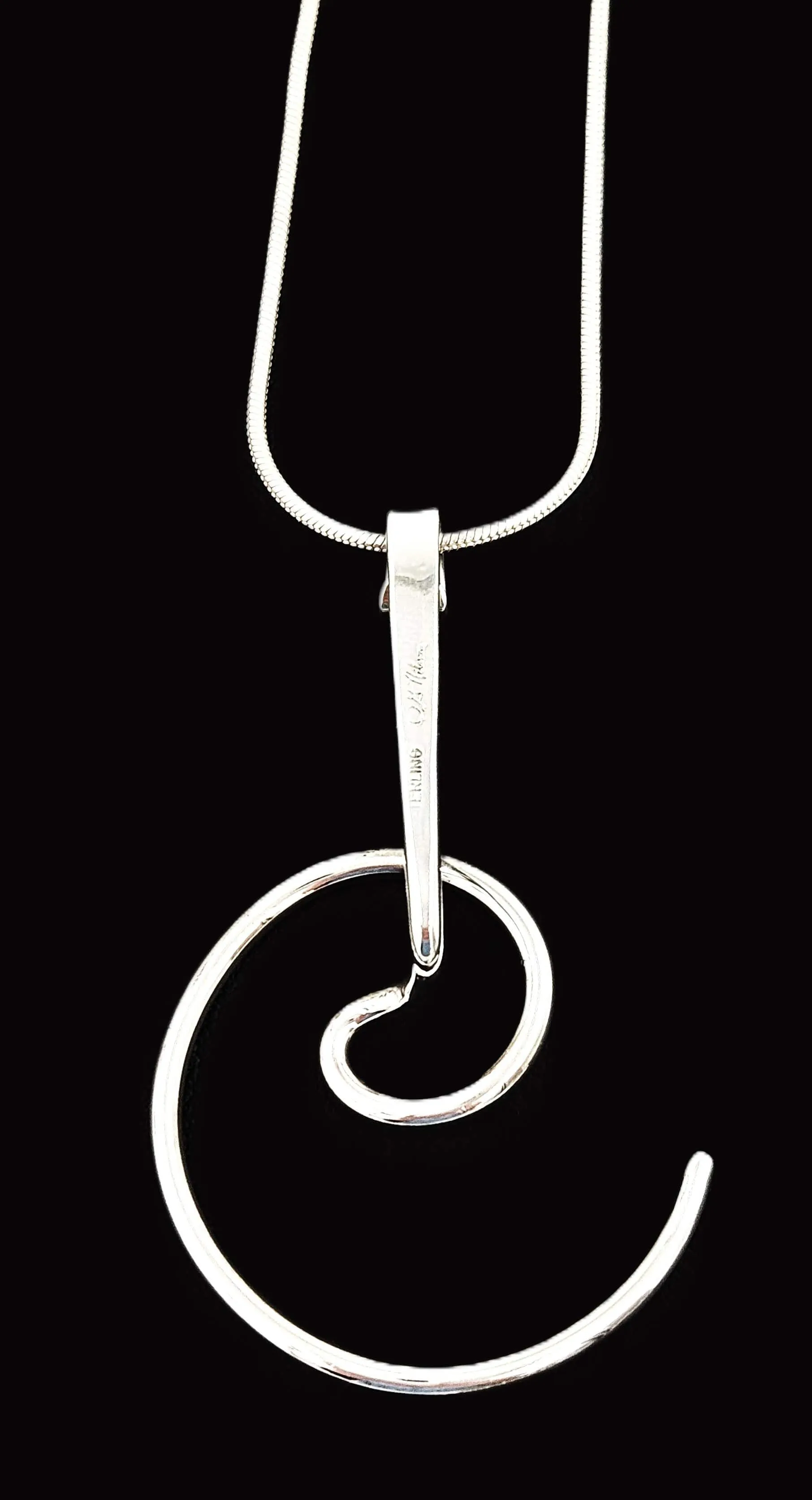 OOAK Designer Nilsson Sterling Abstract Modernist Pendant Necklace C. 1980s