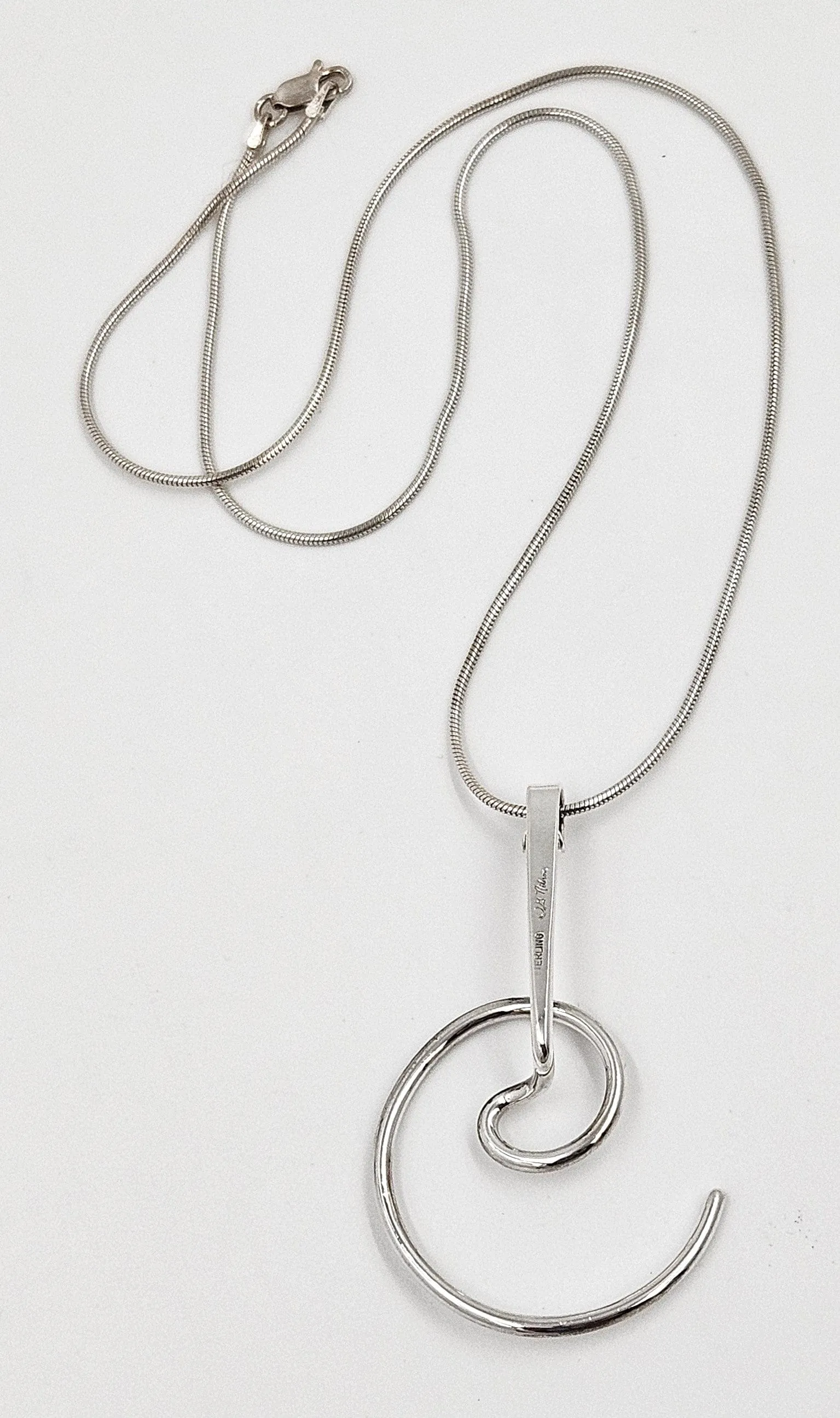 OOAK Designer Nilsson Sterling Abstract Modernist Pendant Necklace C. 1980s
