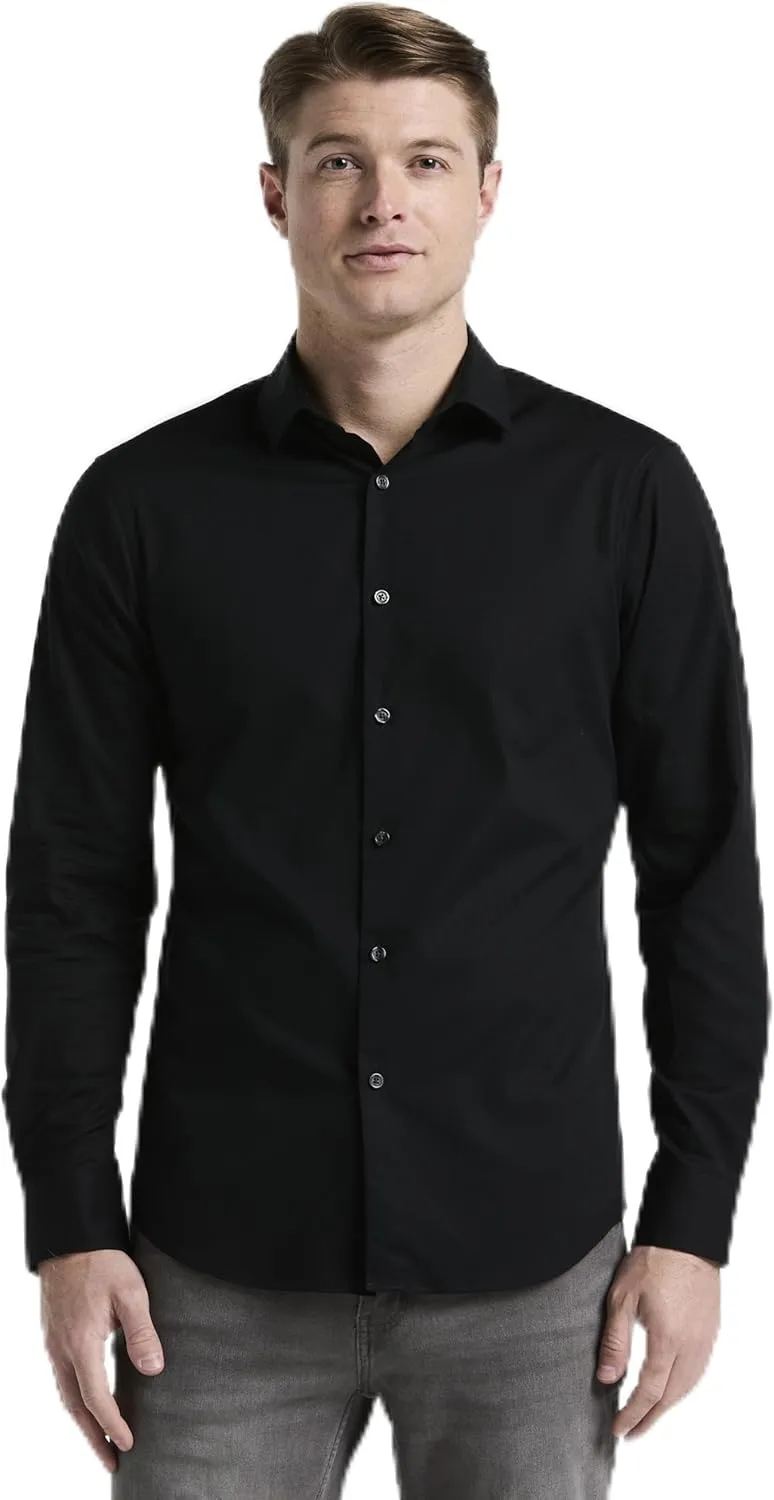 Perry Ellis Men's Dobby Cotton Stretch Slim Fit Long Sleeve Button-Down Shirt
