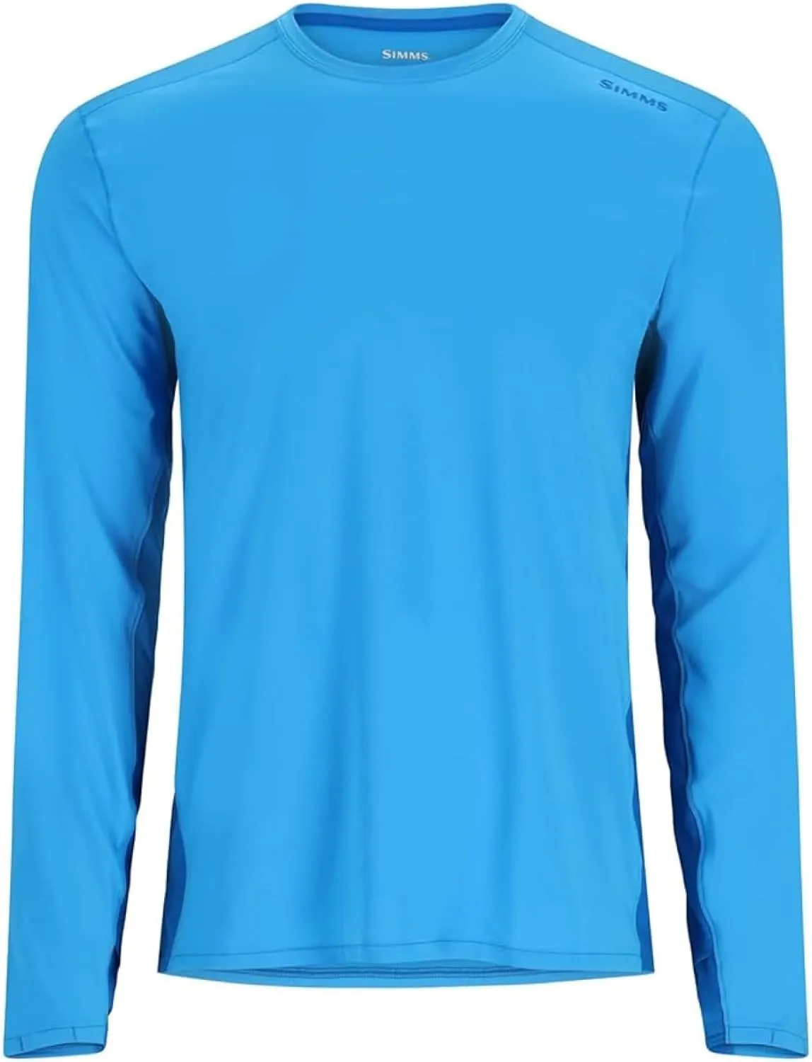 Simms SolarFlex Crewneck Long Sleeve Fishing Shirt for Men: UPF 50  Sun Protection, Quick-Dry, Odor-Resistant (Seaport/Bright Blue, Large)