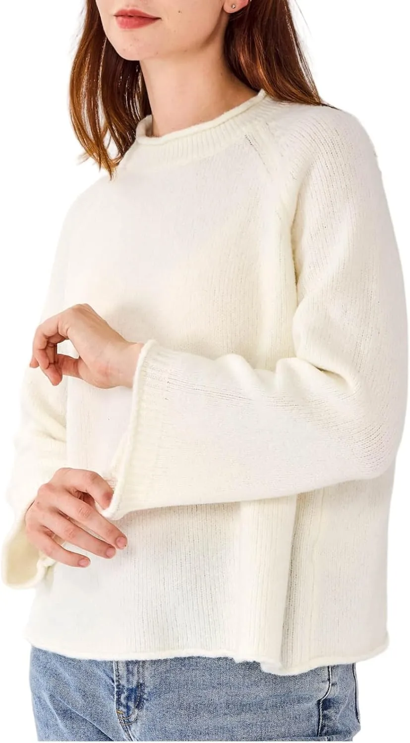 Simple&Opulence Women's Wool Blend Soft Sweater 2024 Crew Neck Long Sleeve Pullover Sweaters Tops for Women S-XL