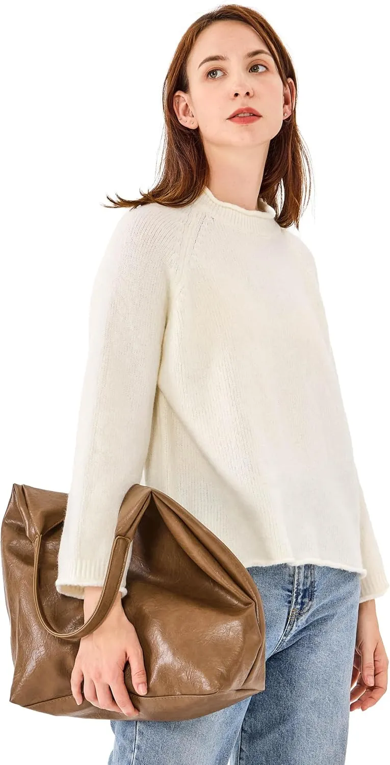 Simple&Opulence Women's Wool Blend Soft Sweater 2024 Crew Neck Long Sleeve Pullover Sweaters Tops for Women S-XL
