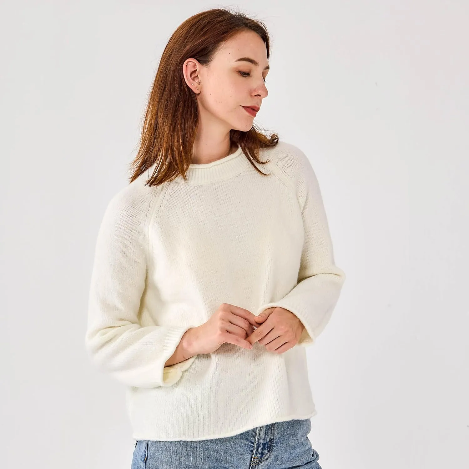 Simple&Opulence Women's Wool Blend Soft Sweater 2024 Crew Neck Long Sleeve Pullover Sweaters Tops for Women S-XL