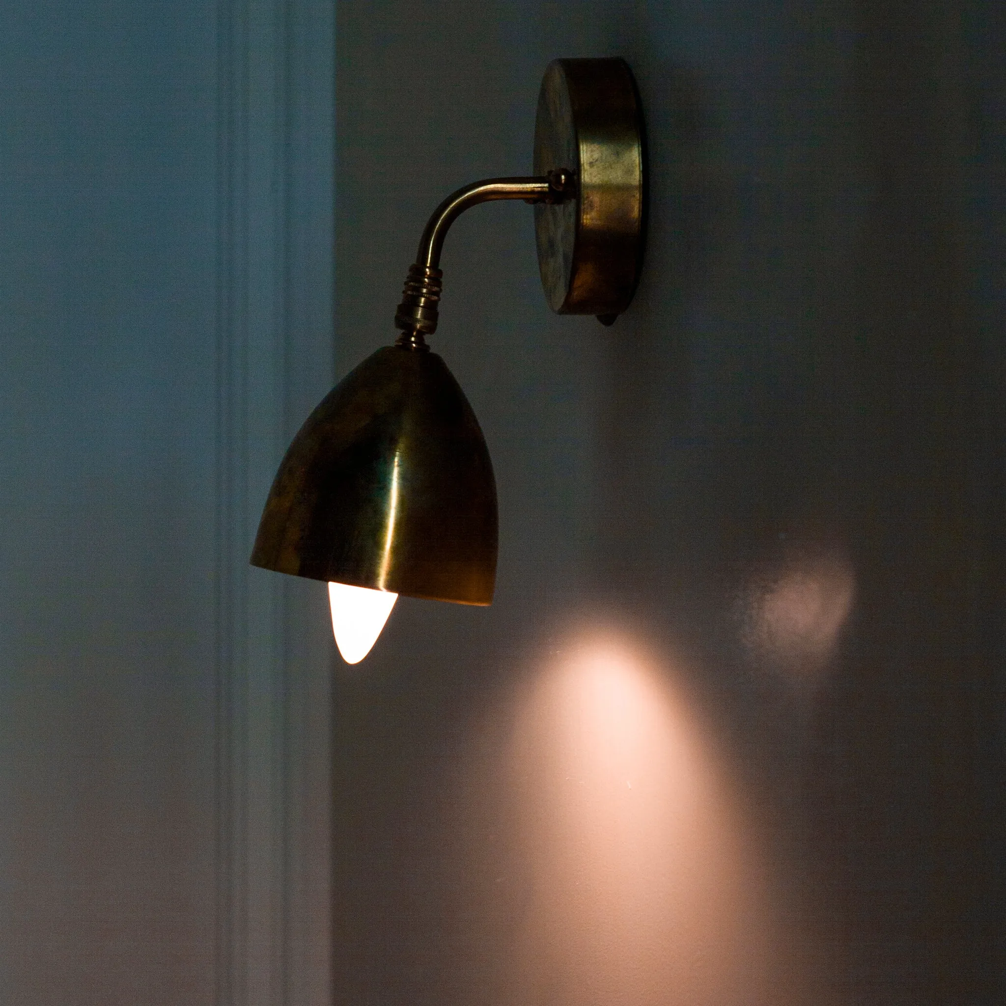 Sleek Modern Antique Brass Wall Sconce