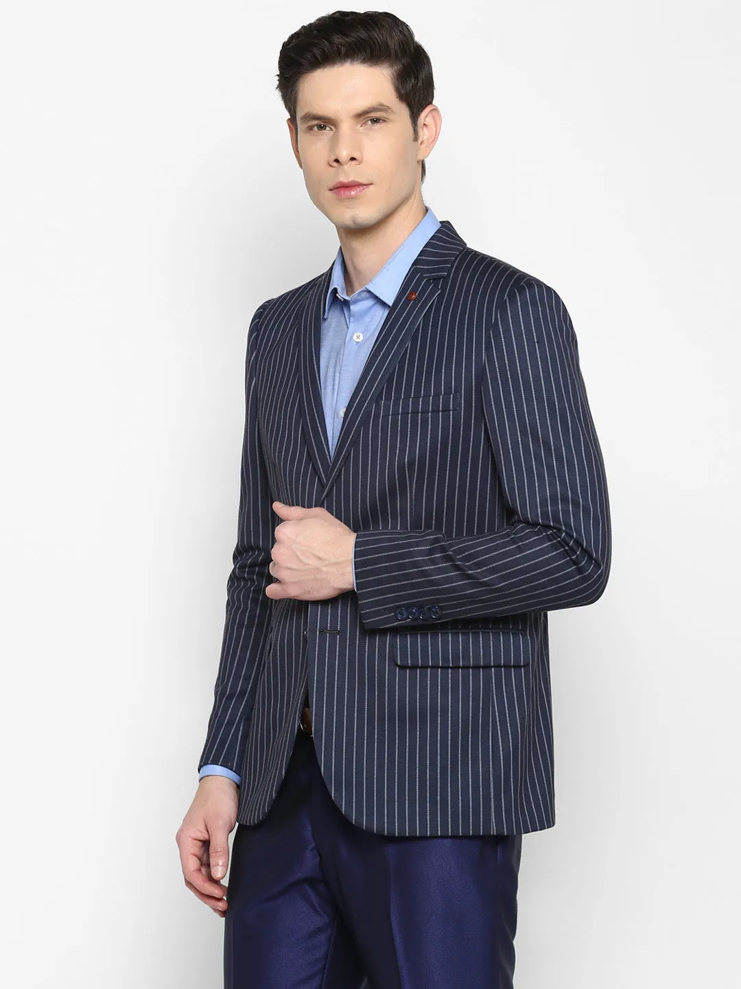 Striped Navy Blue Blazer for Men